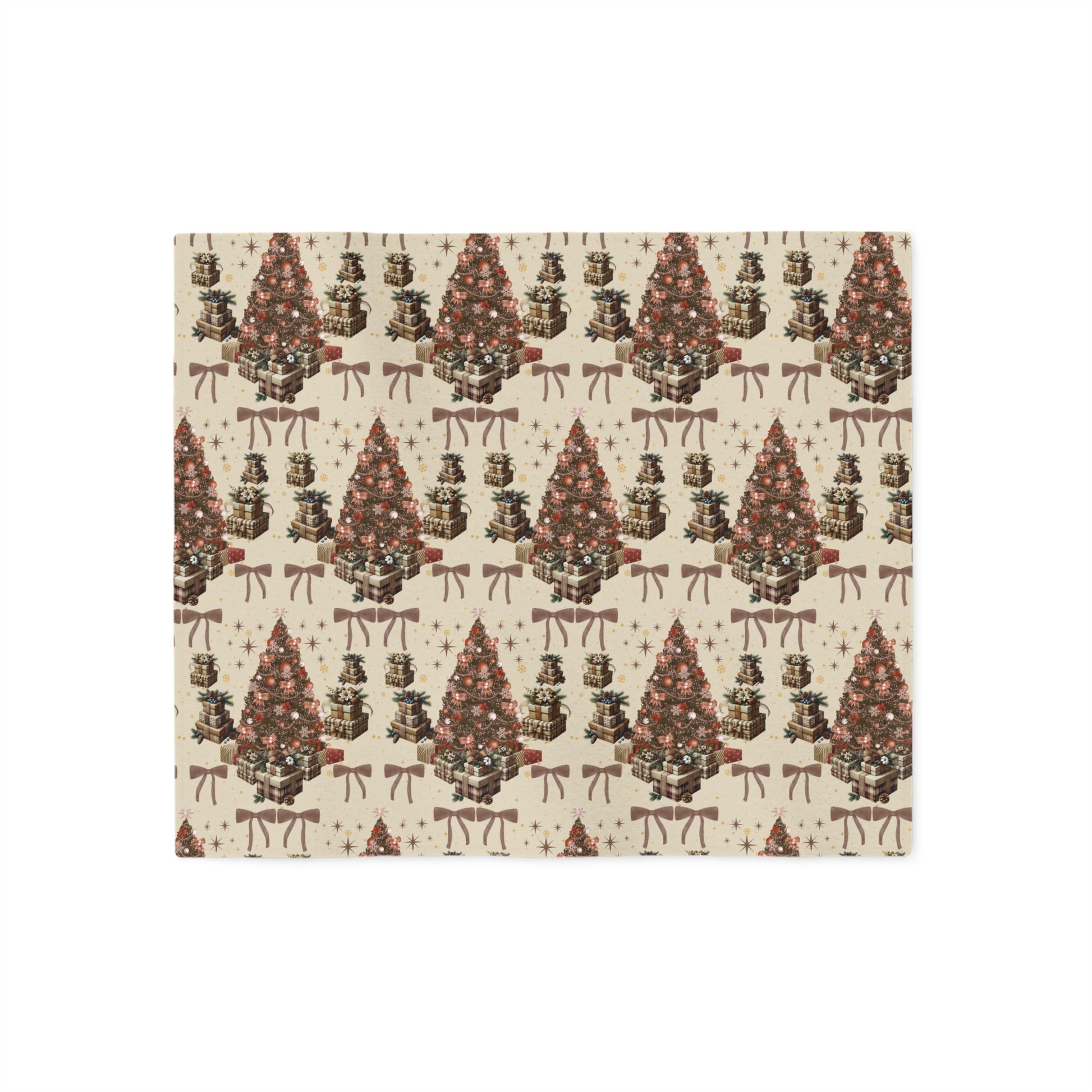 Cozy Brown Christmas Blanket | Soft Holiday Sweatshirt Throw with Tree Pattern