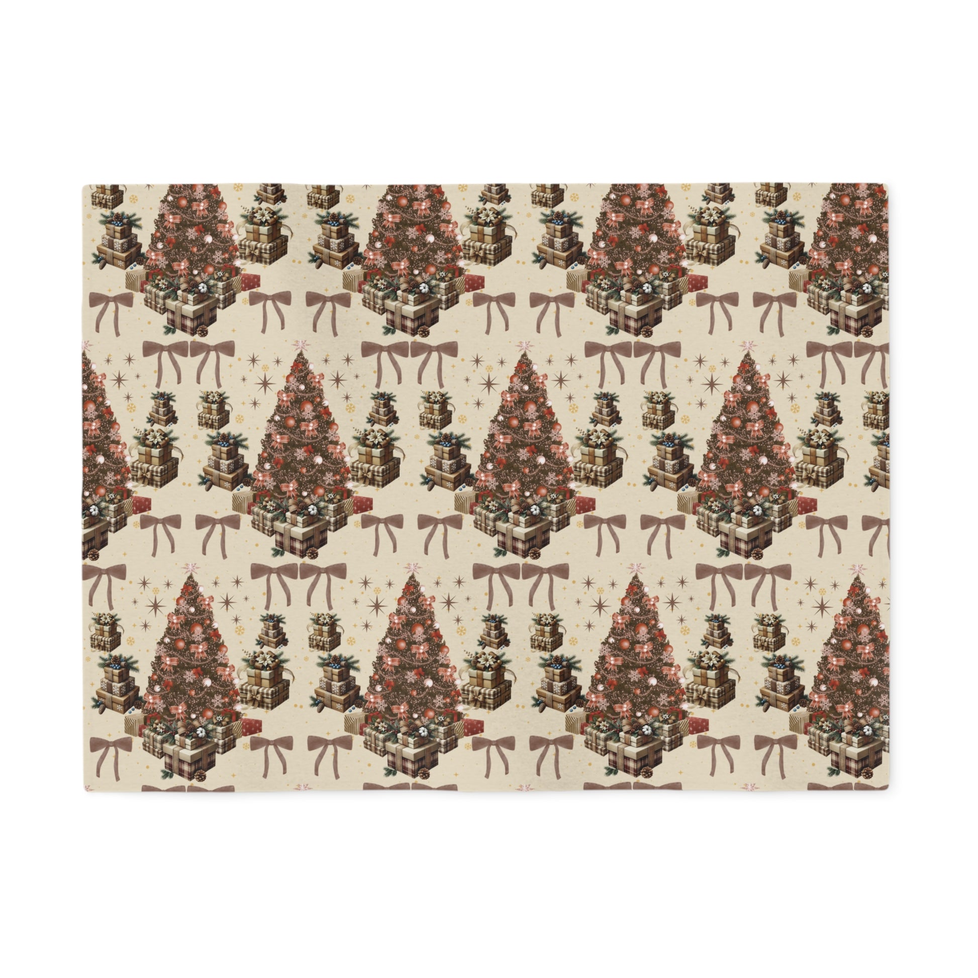 Cozy Brown Christmas Blanket | Soft Holiday Sweatshirt Throw with Tree Pattern