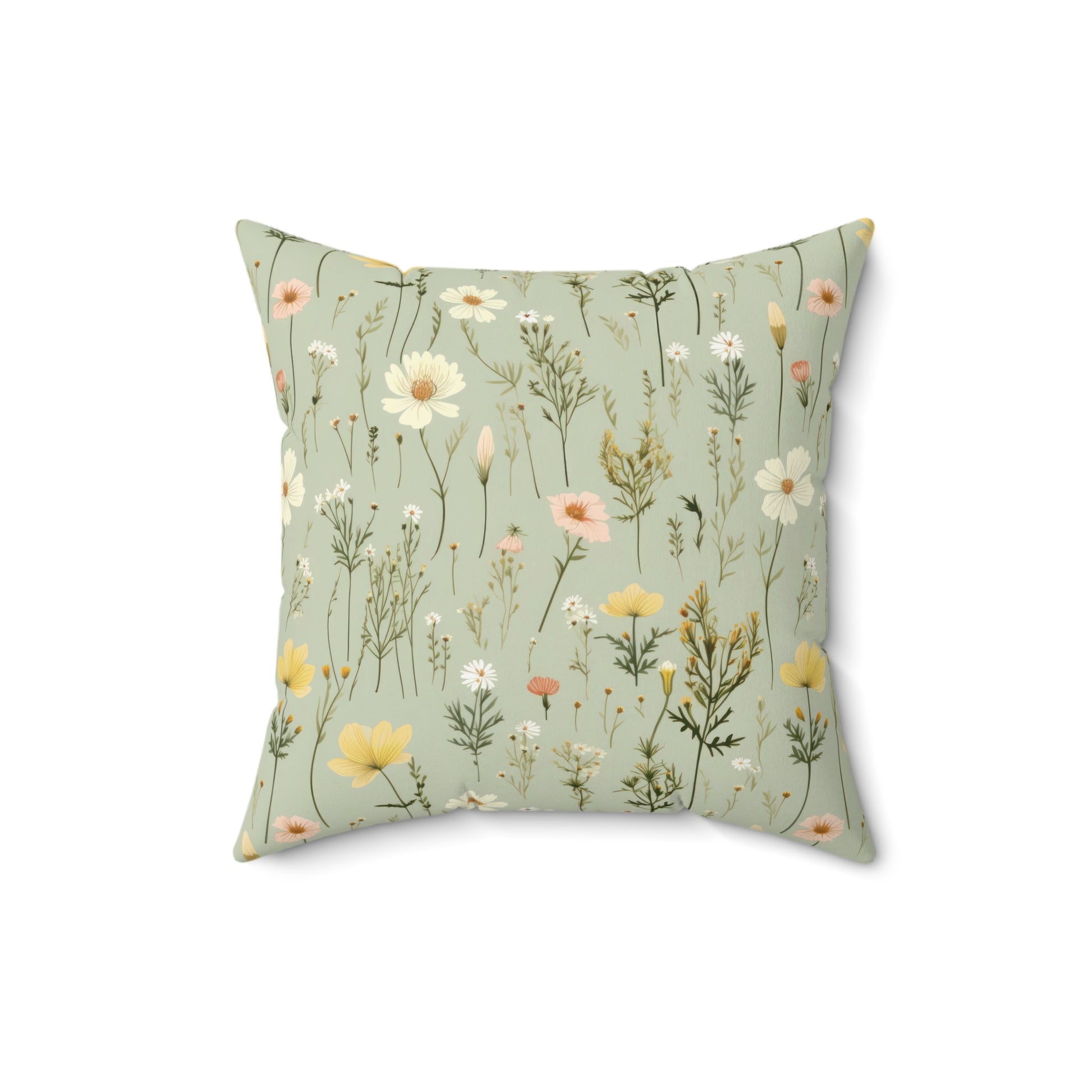 Boho Wildflowers Square Pillow Vibrant Floral Design Soft and Stylish Decorative Throw Pillow for Boho-Inspired Home DécorBridal Shower - MRSBYVALLE