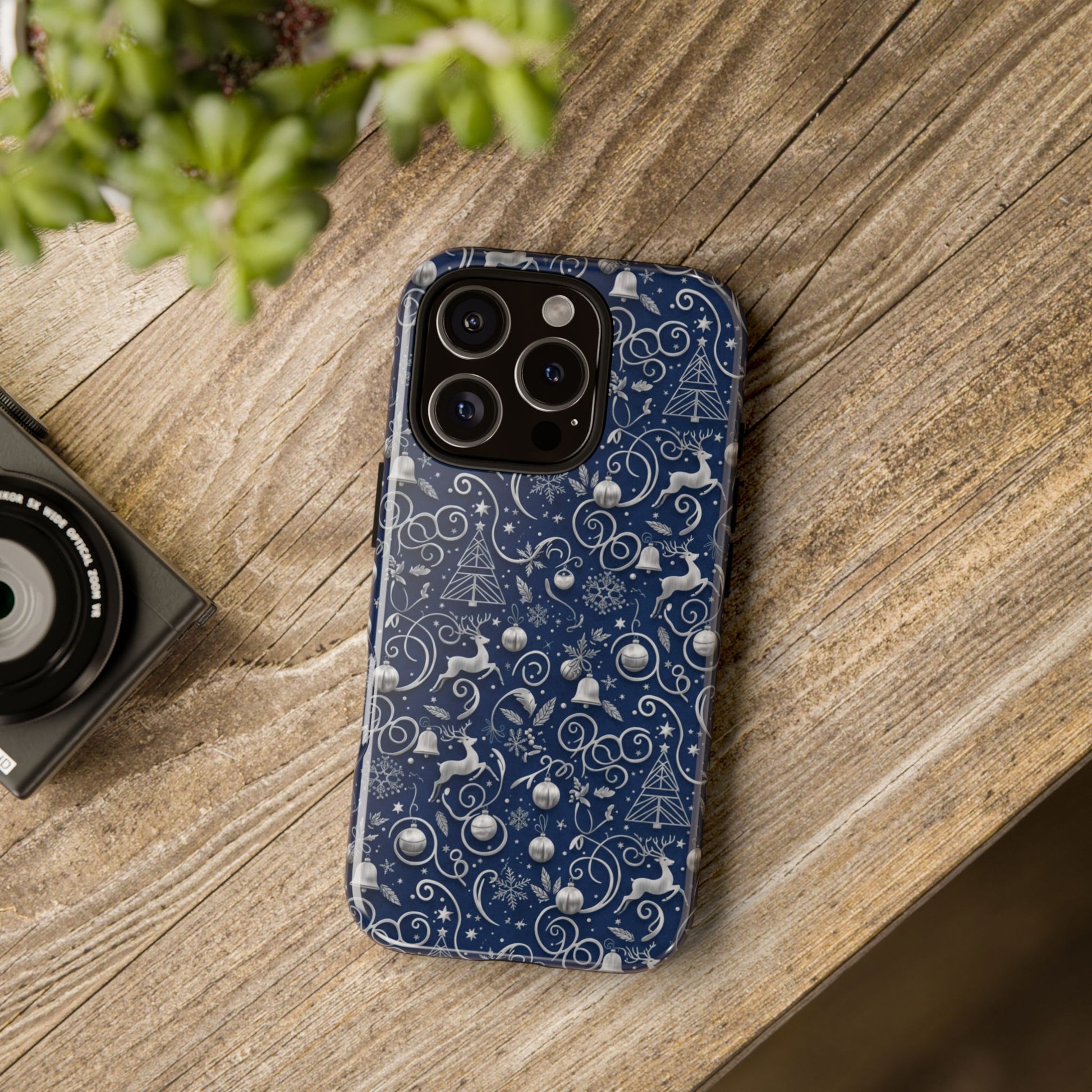 Blue & Silver Christmas Phone Case – Holiday Sparkle Design for iPhone 17, All iPhones & Galaxy | MRSBYVALLE Gift for Her