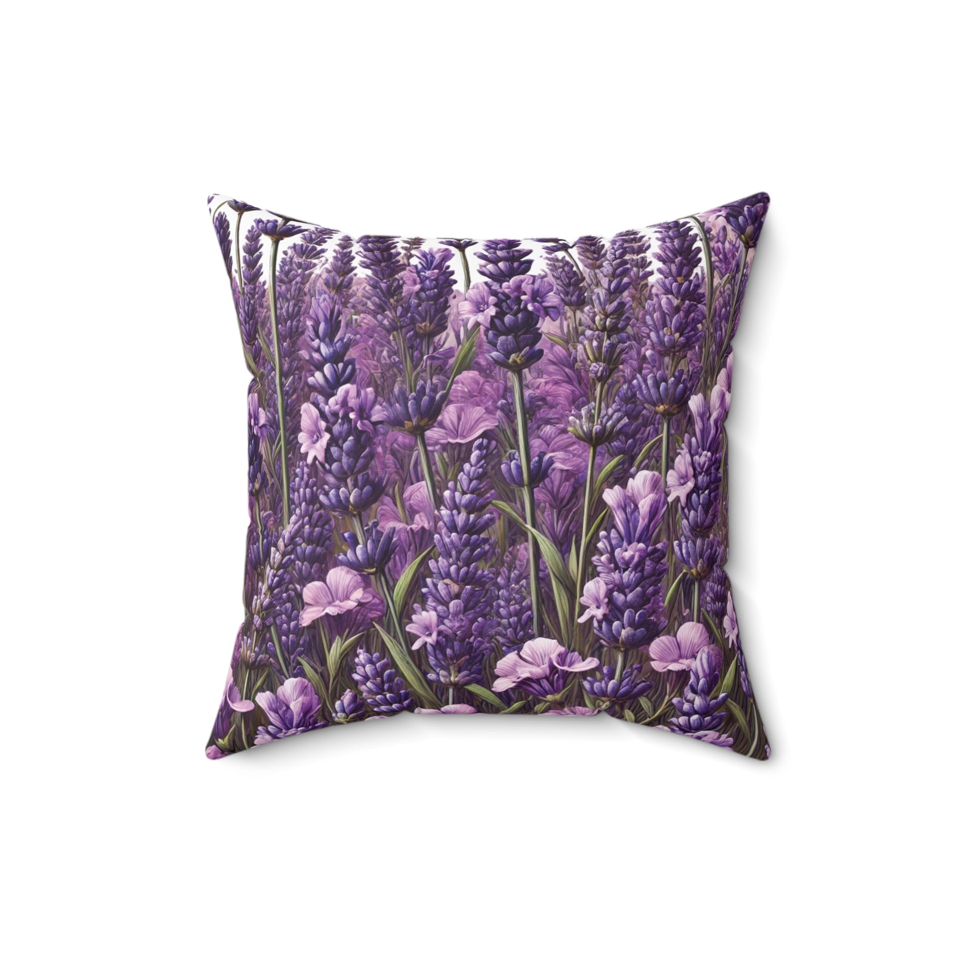 Lavender Bright Modern Wildflowers Decorative Pillow - Available in 16x16, 18x18, 20x20 - Vibrant Accent for Living Room, Bedroom, or Sofa Decor 100% Polyester with Double-Sided Print