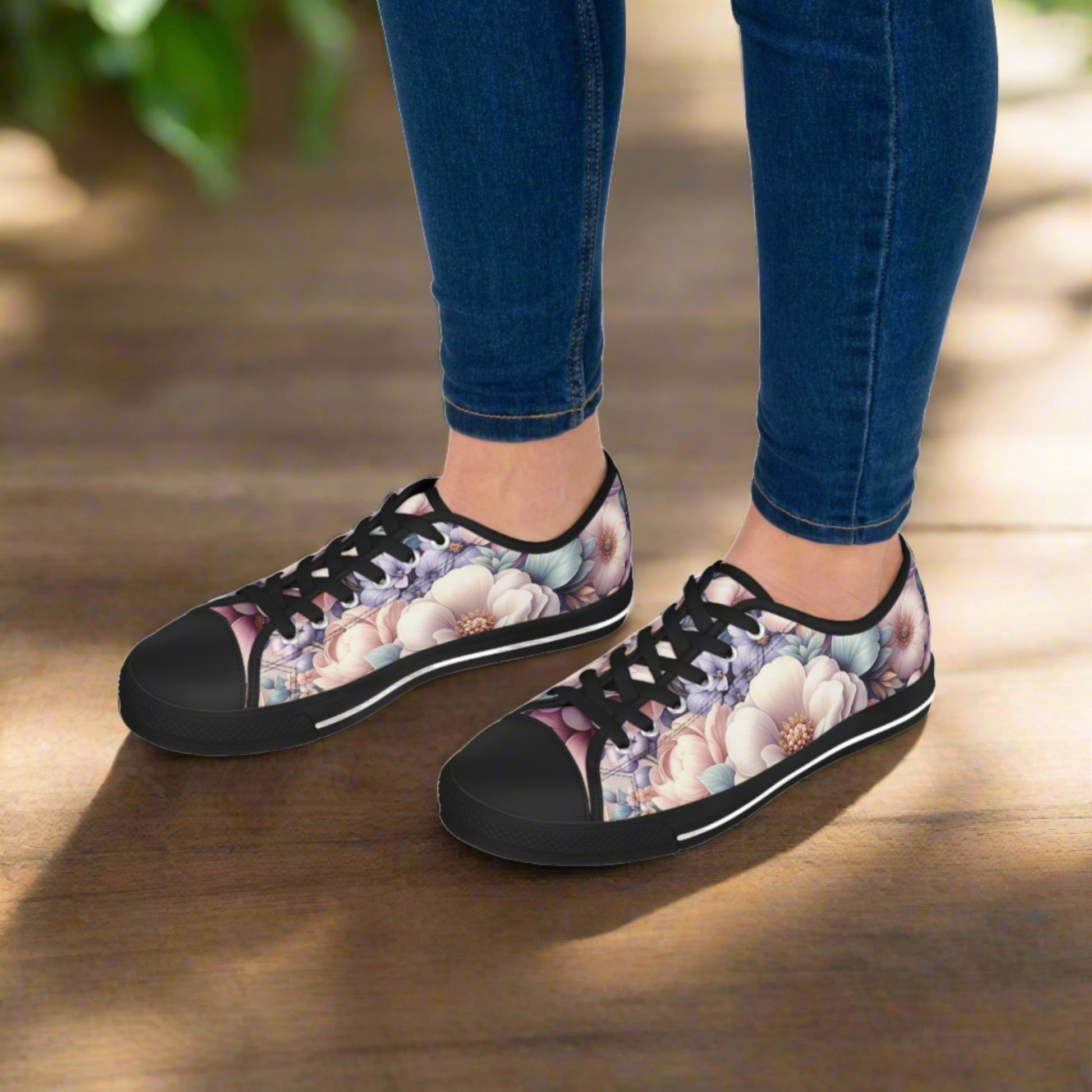 Women's Low Top Sneakers Breathable Polyester Canvas, Lightweight Stylish Floral Pastel Design, Comfortable All-Day Wear, Perfect for Walking and Everyday Activities - MRSBYVALLE
