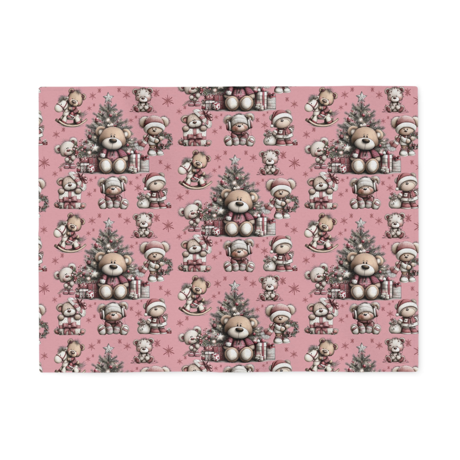 Whimsical Pink Teddy Bear Sweatshirt Blanket Cozy Soft Throw for Holiday Everyday Warmth