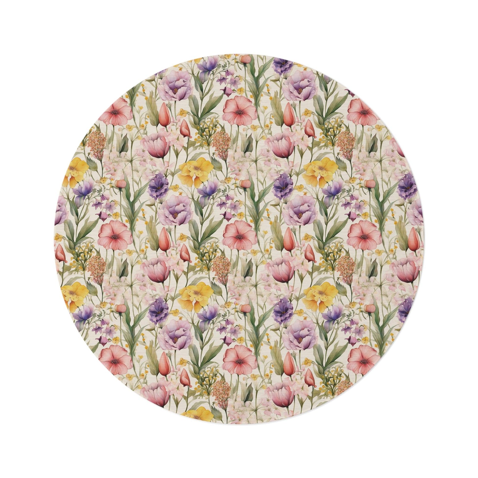 BOHO Wildflowers Round Rug Whimsical Charm to Your Home Decor, Housewarming Gift Newlywed New House Rug interior Designer - MRSBYVALLE