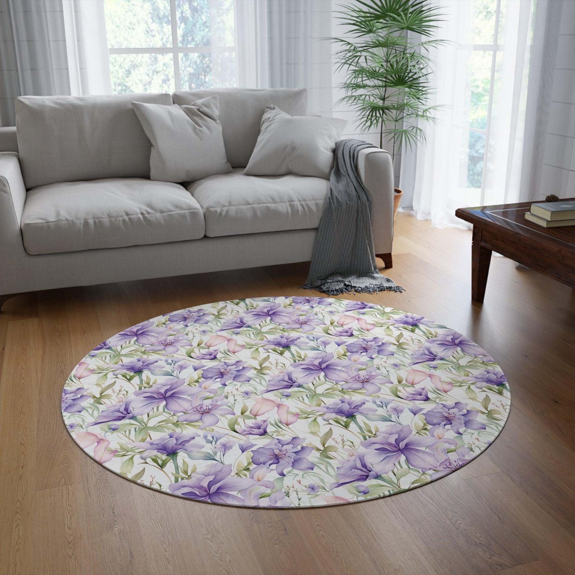 Purple and Pink Pastel Round Rug Touch of Whimsical Charm to Your Home Decor, Housewarming Gift Newlywed New House Rug Interior Designer - MRSBYVALLE