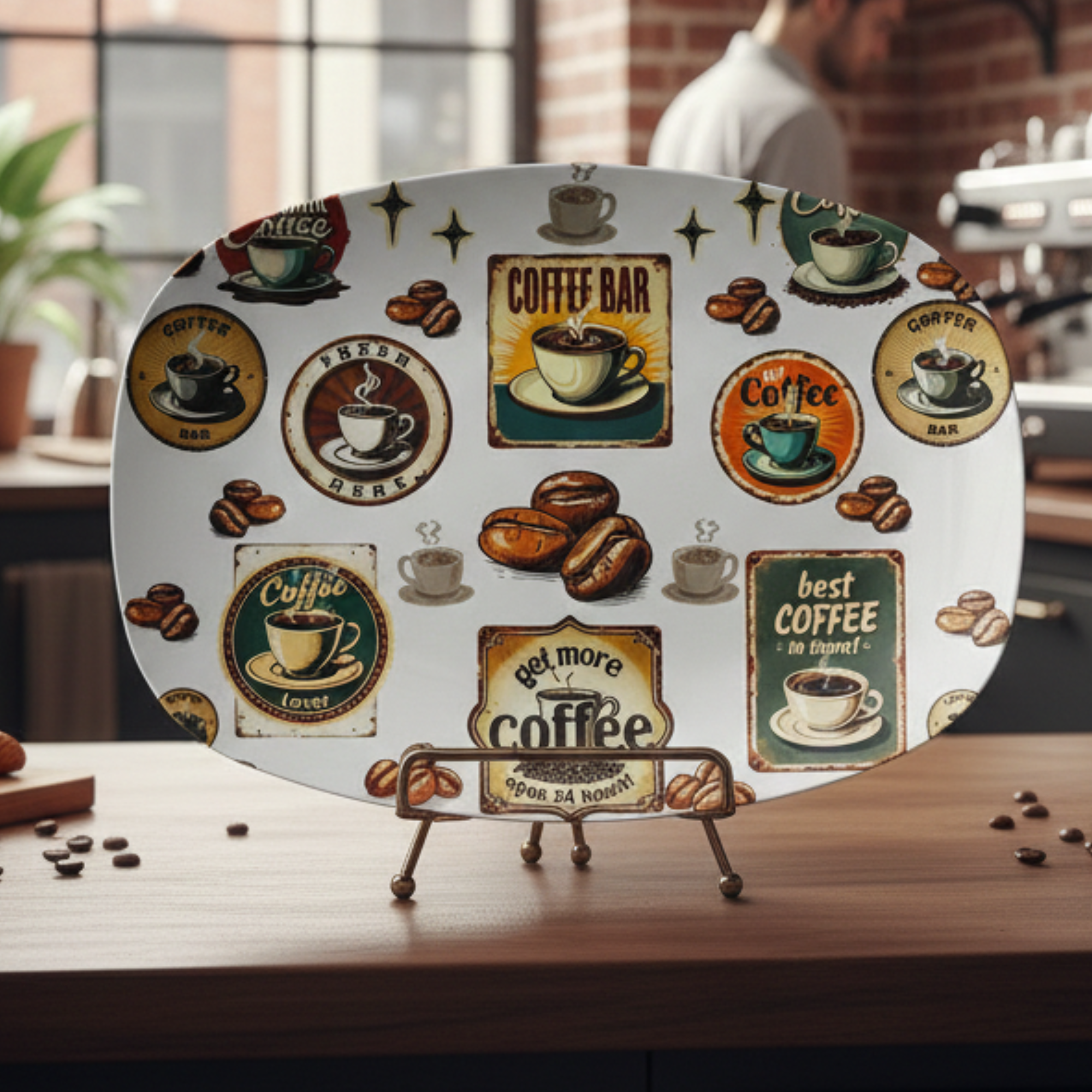 Retro Brew Café Vintage Coffee Platter