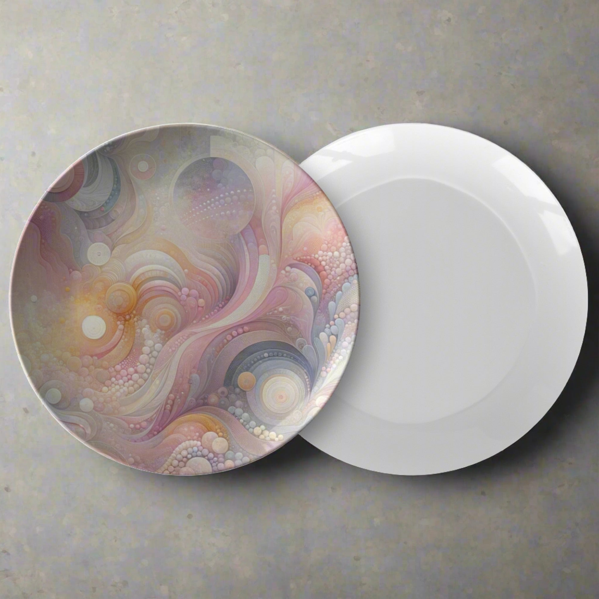 10-Inch Durable Plate Modern Pink Abstract Art | Elegant Sturdy Tableware for Stylish Homes.