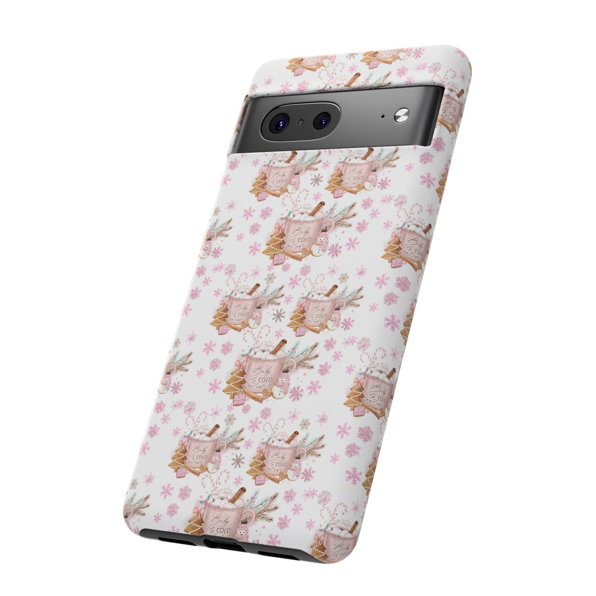 Baby it's Cold Outside Pink and White Phone Case Unique Holiday Protection for Your Device | Stylish & Durable Cover Gift for Her Phone 15, Samsung iPhone Samsung Accessory Gift for Her