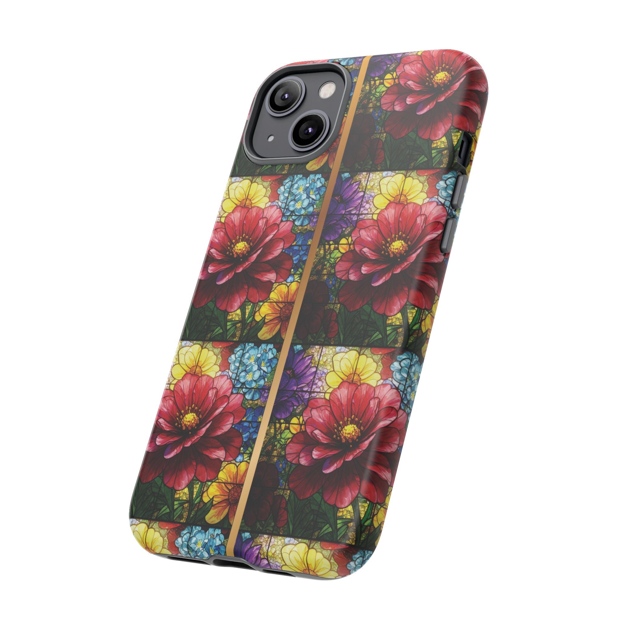 Stained Glass Illusion Floral Phone Case  3D Colorful Flower Design, Protective Christian Gift, Fits iPhone, Samsung, Google Pixel