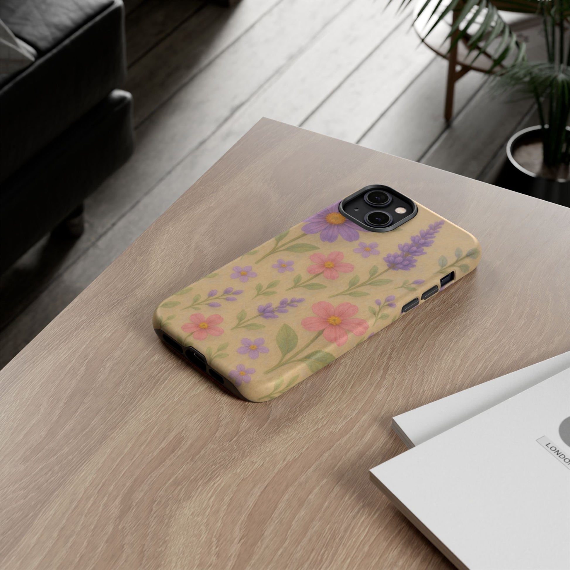 3D Illusion Wildflower Phone Case Cute Pastel Floral Design in Lavender, Pink, Mint Green – Aesthetic Protective Case for iPhone and  Android