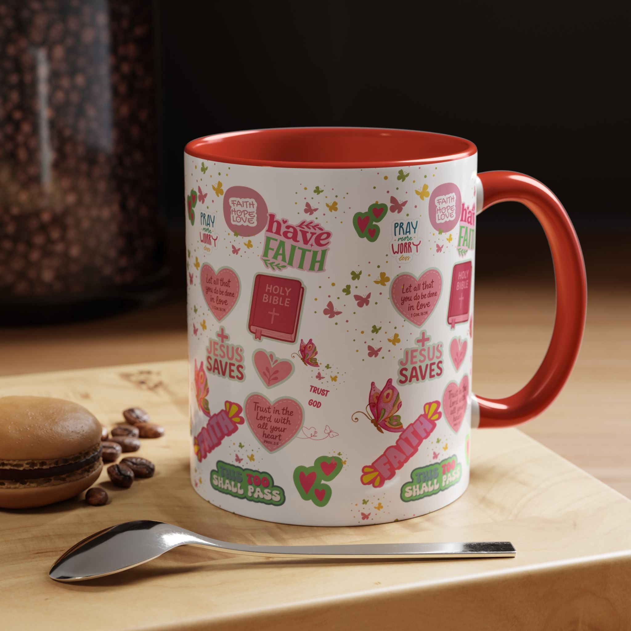 Commencez votre journée avec la foi | Mug chrétien avec verset biblique | Cadeau inspirant pour chrétiens | Mug à café en céramique 325 ml et 443 ml Matins de printemps douillets