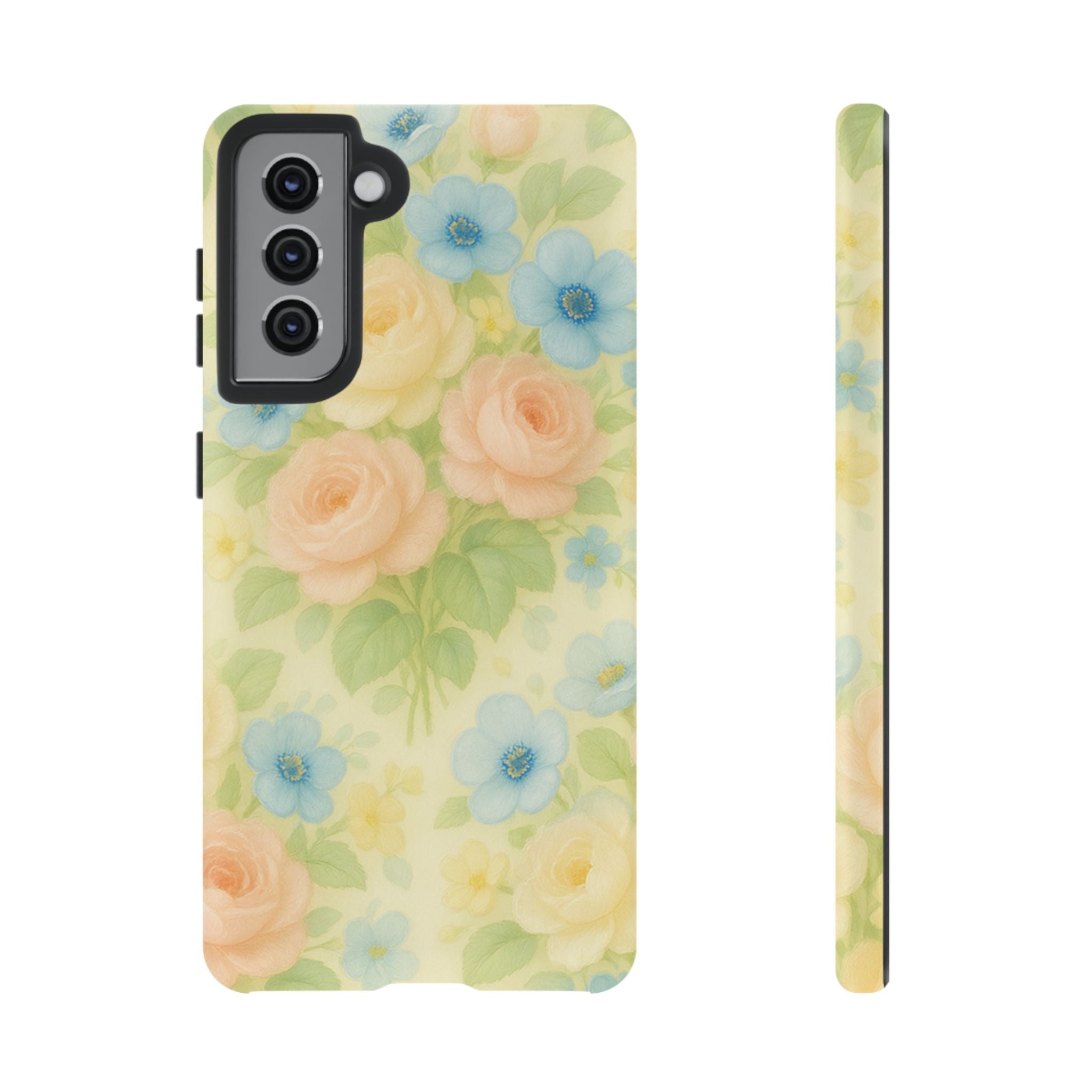 Pastel Yellow Vintage Floral Phone Case  Romantic Cottagecore Aesthetic, Soft Botanical Design, Protective Gift for Her, Fits iPhone & Samsung Models