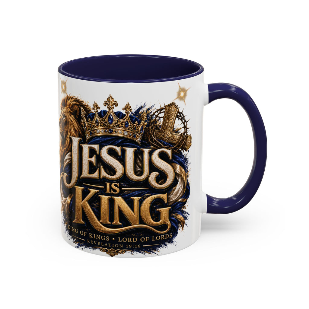Jesus Is King Coffee Mug Christian Faith Accent Mug (11/15oz) Gift for Dad Mom