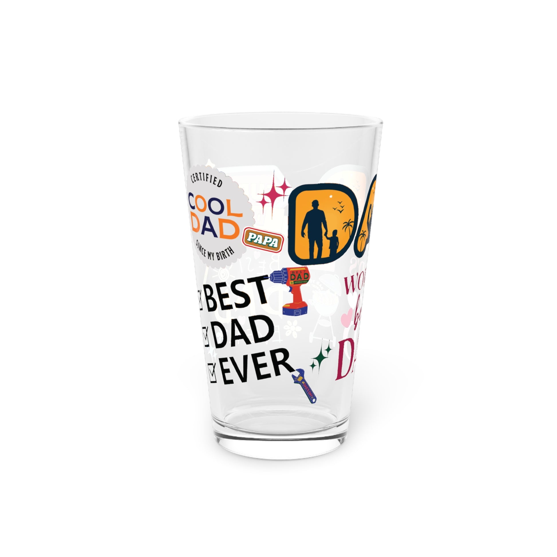 Super Dad 16oz Pint Glass Fun & Functional Drinkware Gift for Dads, Clear BPA-Free Glass, Perfect for Father’s Day, BBQs, Game Day & Everyday Cheers