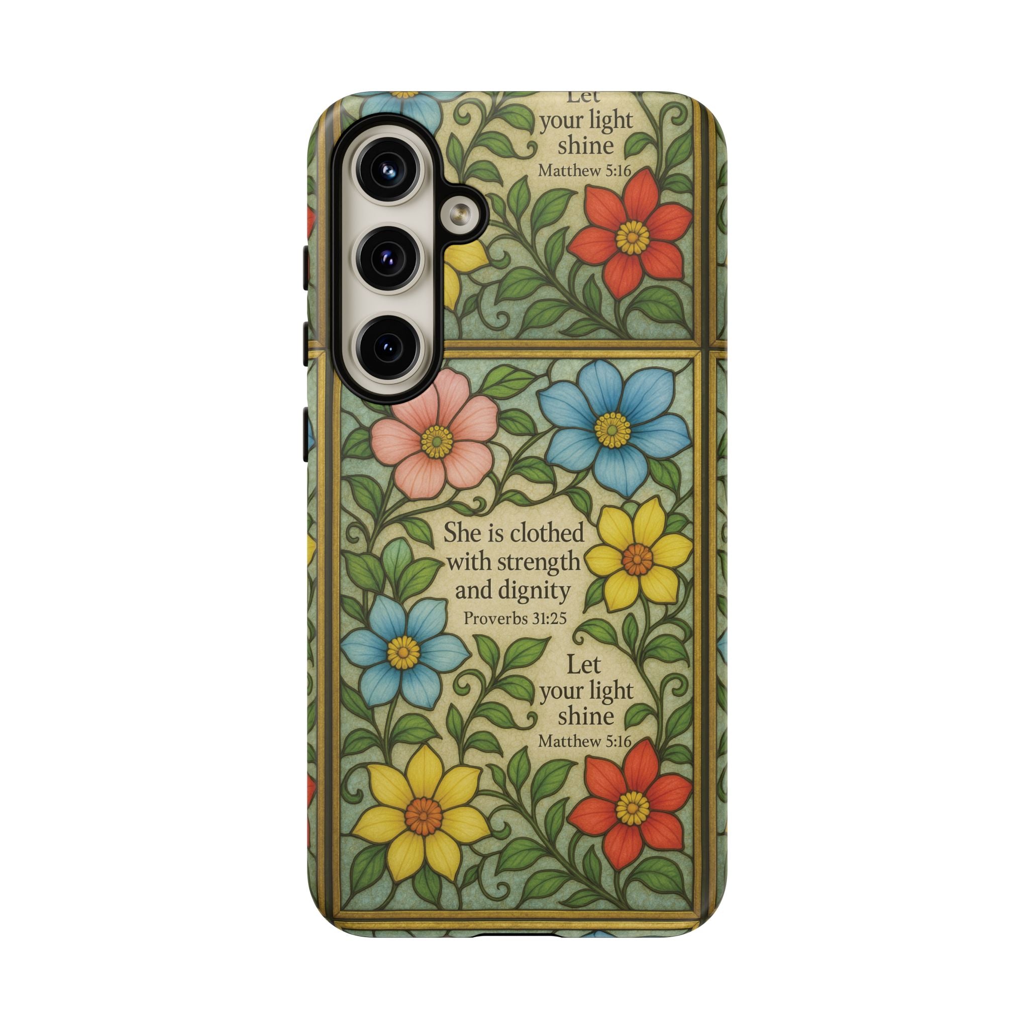 Pastel Floral Stained Glass Bible Verse Phone Case Christian Affirmation, Soft Faith Design, iPhone Samsung Google, Inspirational Gift for HerGift for Christians
