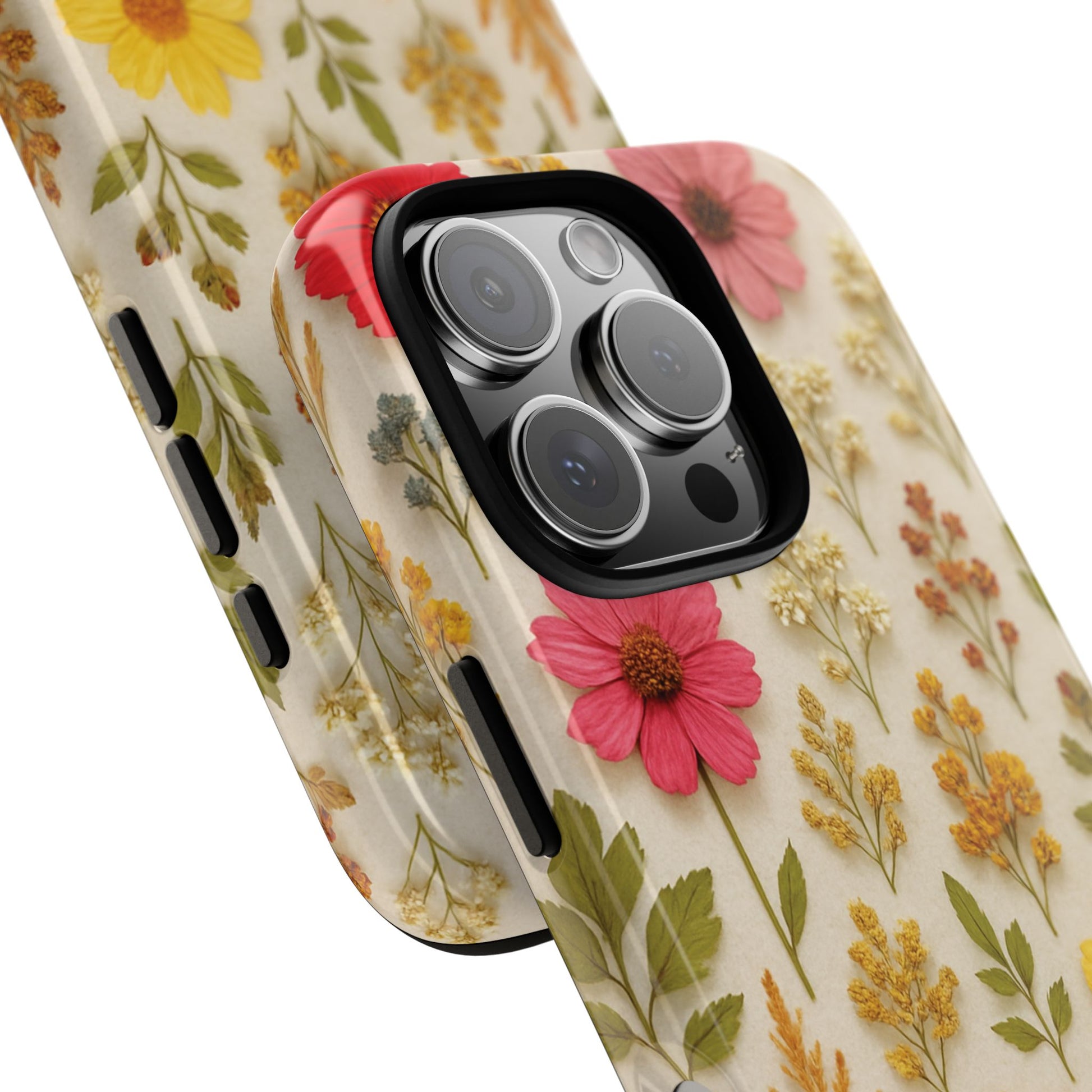 Dried Flowers Illusion Phone Case – Realistic Botanical Aesthetic, Colorful Pressed Floral Art, Trendy Nature-Inspired Protective Cover  iPhone & Samsung Models