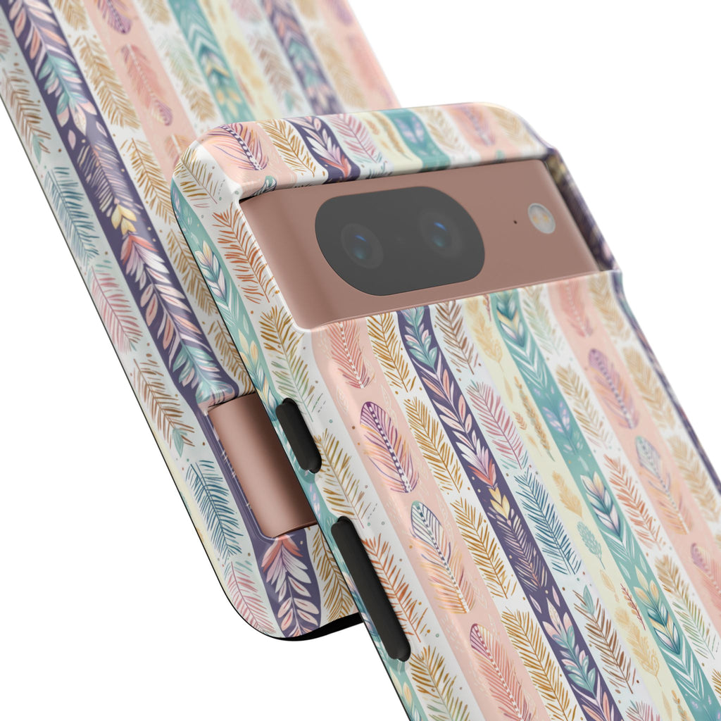 Coque de téléphone abstraite moderne aquarelle Plumes pastel bohème compatible avec iPhone, Samsung et plus - Protection élégante et durable avec un design artistique éclatant, cadeau parfait pour elle
