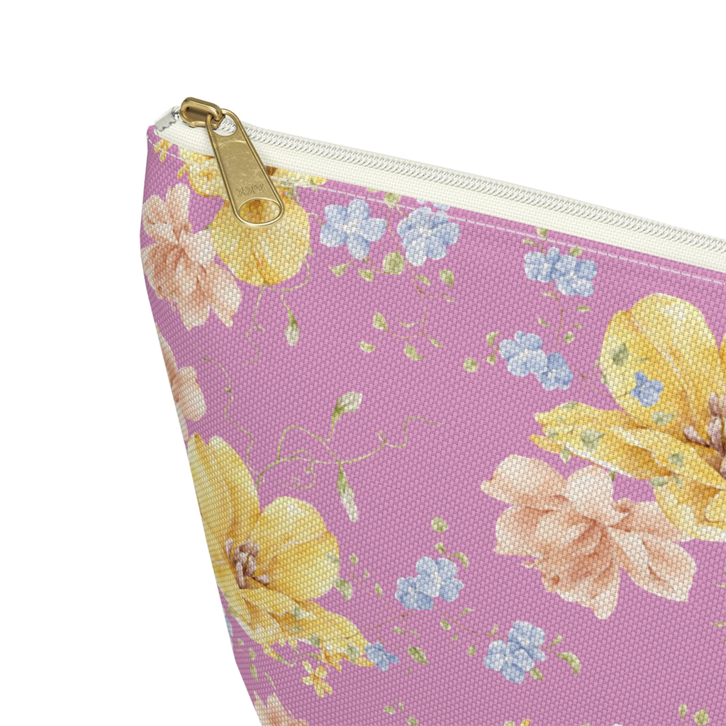 Pochette à accessoires florale jaune — Trousse de toilette en forme de T