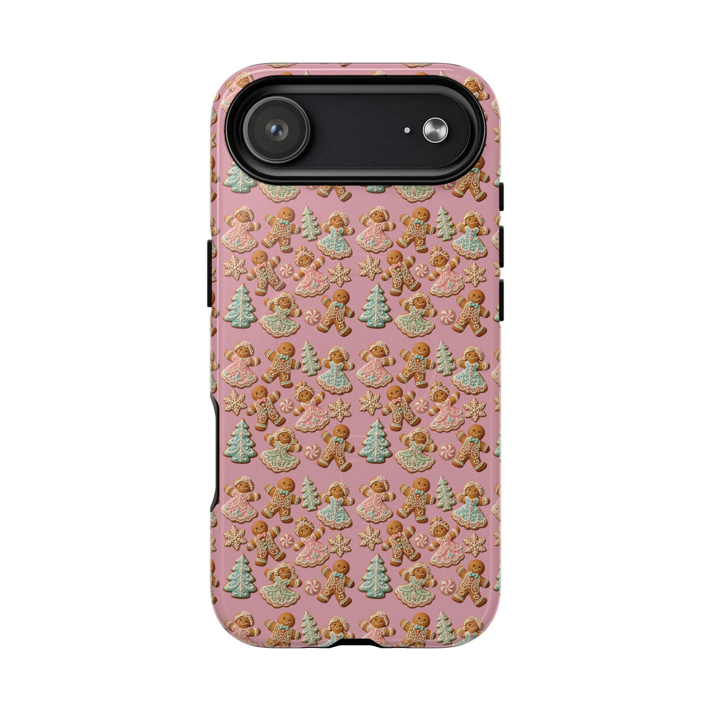 Phone Case — Pink Gingerbread Cookies Pattern Tough Magnetic Case