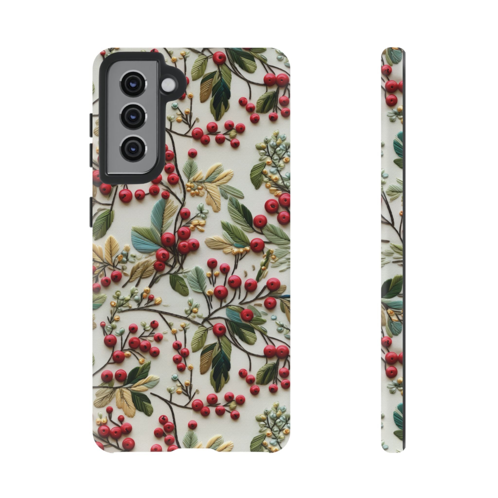 Holly Christmas Wildflowers Boho Chic Design Phone Case - Stylish, Protective Cover for All Models Gift for Mom Accessory Gift for Her