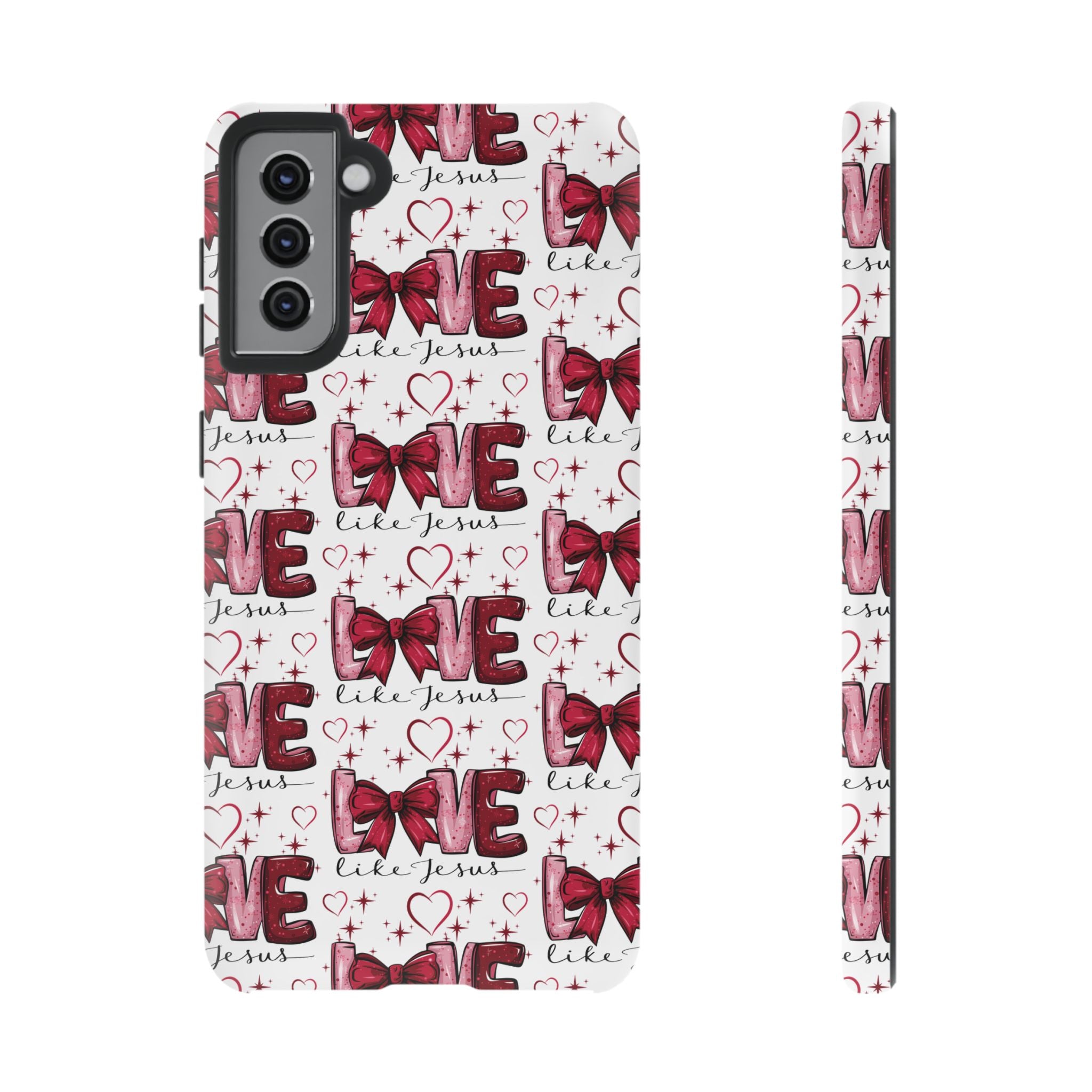 Love Like Jesus Red Bows and Hearts—Tough, Faithful Phone Cases & Religious iPhone Accessories: Protect Your Device & Show Your Faith