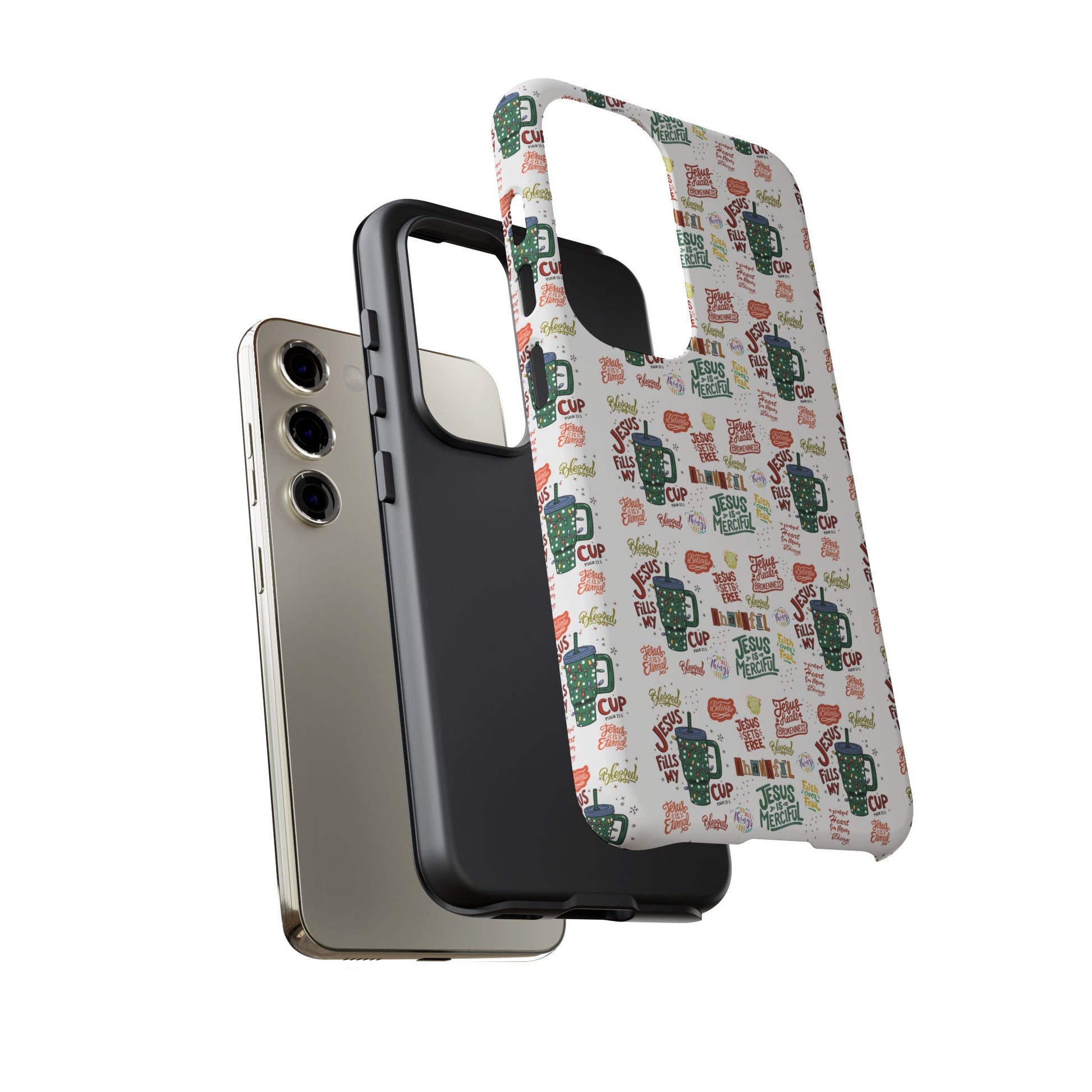 Jesus Fill My Cup Phone Case Cute Floral Design in Red, Pink, Blue – Aesthetic Protective Case for iPhone and  Android