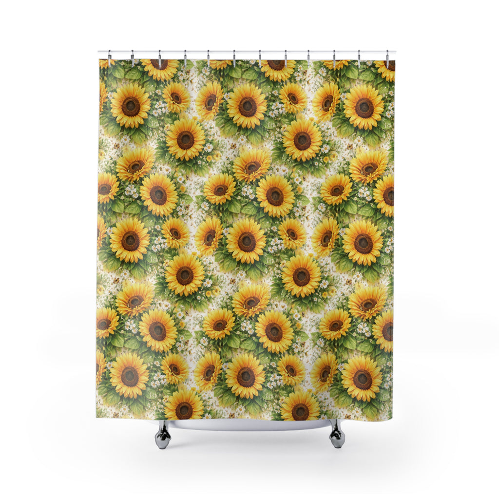 Sunny SunFlowers Shower Curtain — Bright Sunflower Bathroom Decor New House