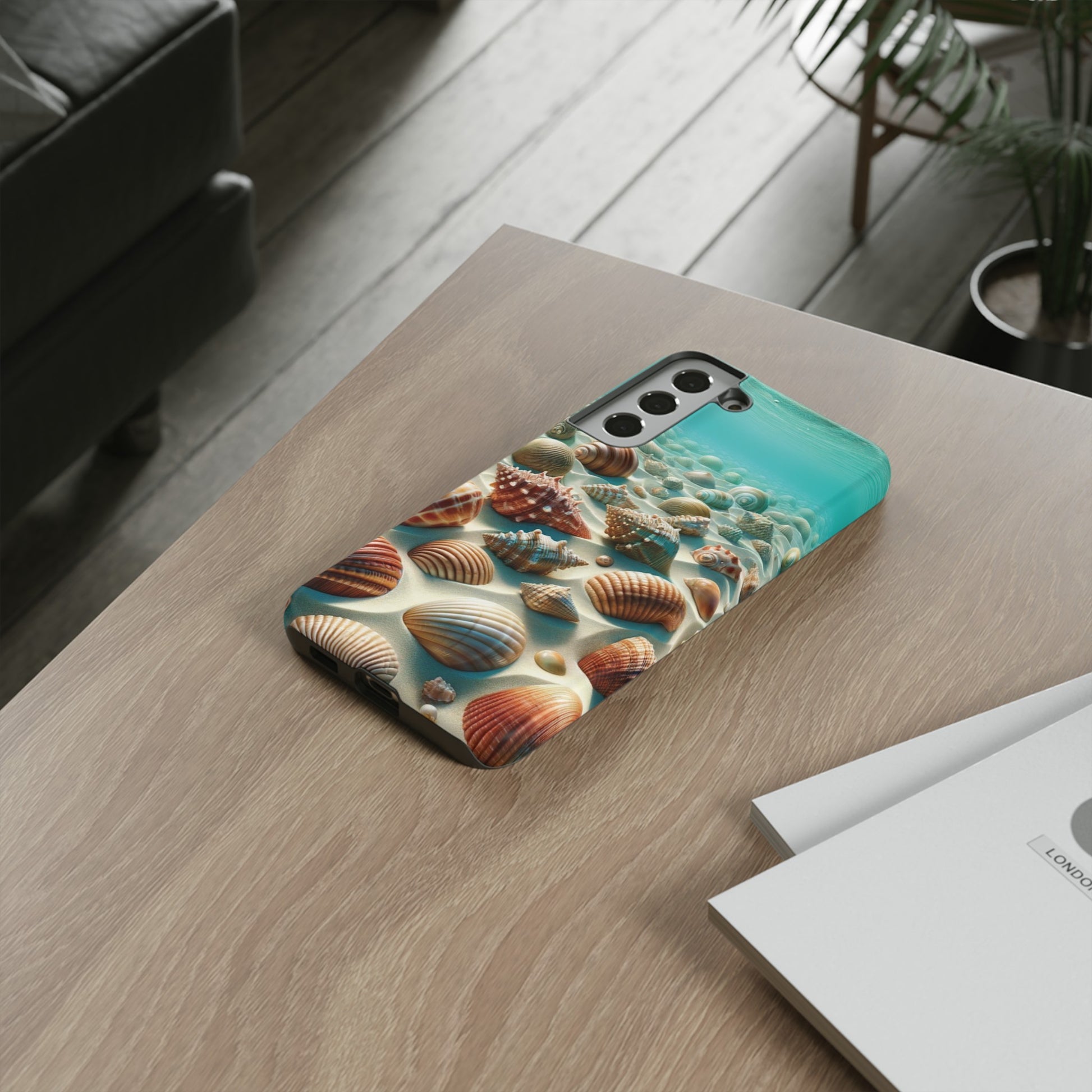Plush Ocean Bliss Turquoise Seashell Ocean Beach View Protective Phone Case Gift for Her Phone 15, Samsung iPhone Samsung Gift for Her Case iPhone 15, Samsung iPhone Samsung Accessory Gift for Her.
