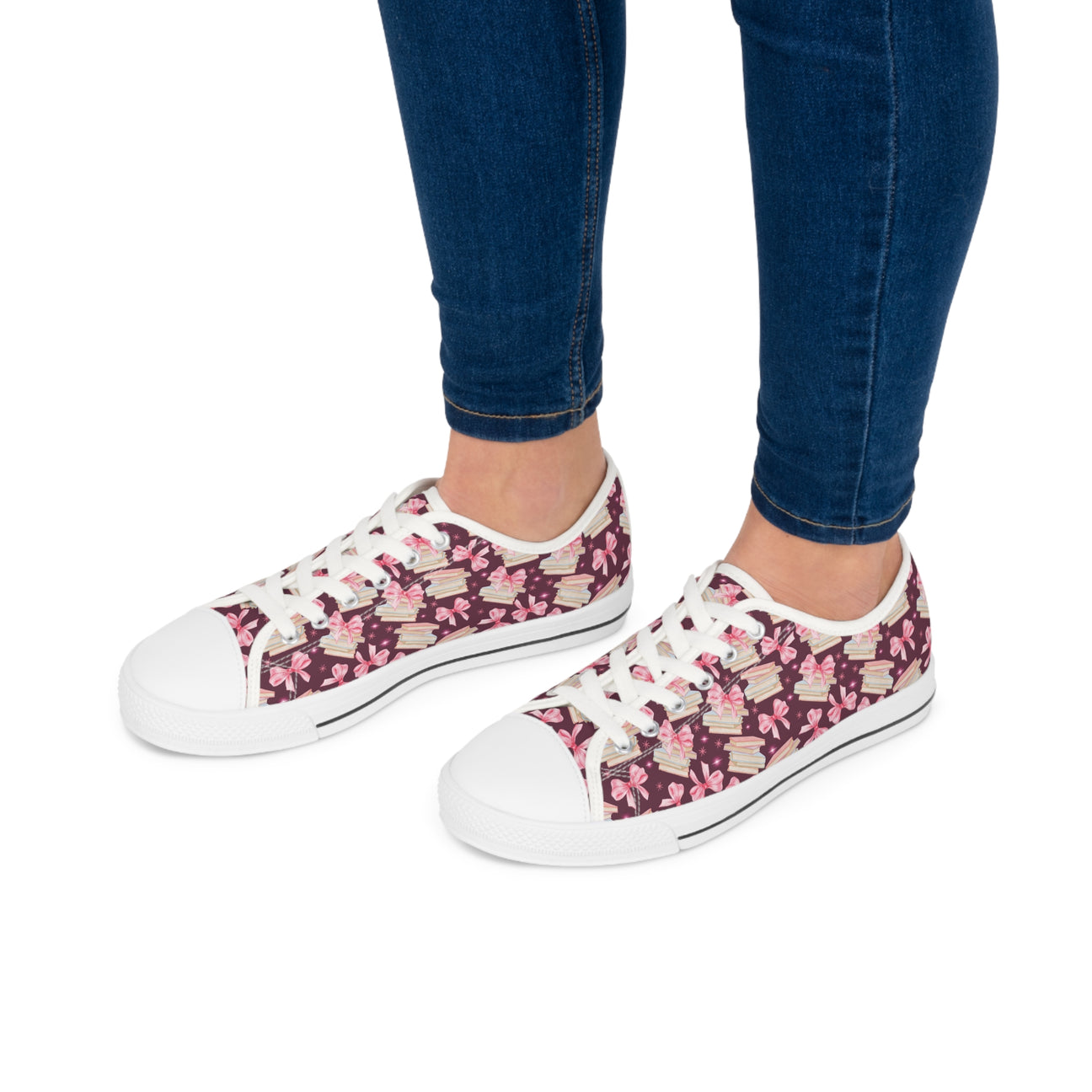 Coquette Pink Bows & Books Sneakers Step Out in Style with Stunning USA Symbol! Perfect for Everyday Wear and Proud Americans. Durable, High-Quality Footwear Everyday Activities - MRSBYVALLE