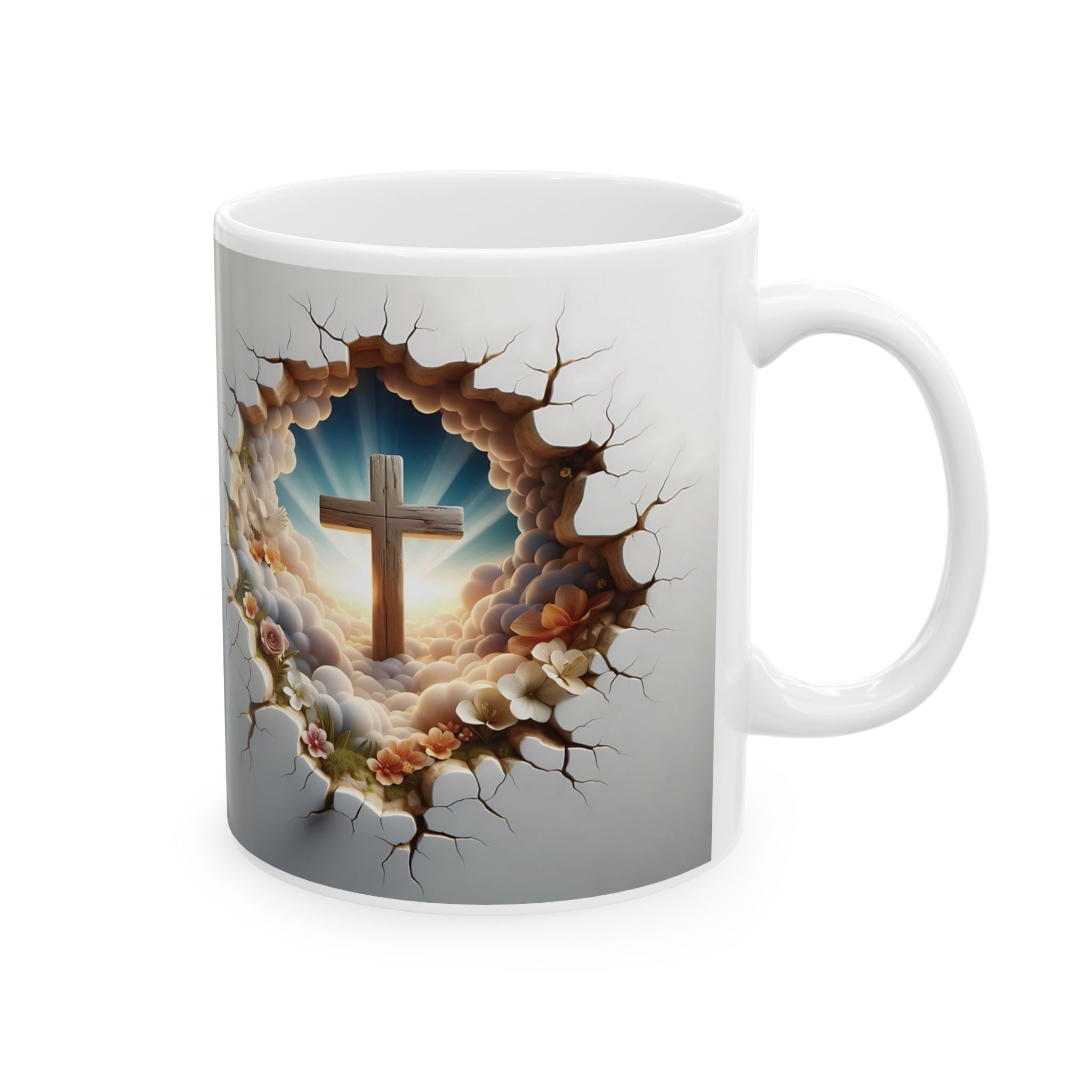 3D Cross Illusion Ceramic Mug – Elevate Your Sip with Spiritual Style, Available in 11oz & 15oz, Ideal for Coffee, Tea, or Hot Chocolate Moments That Inspire - MRSBYVALLE