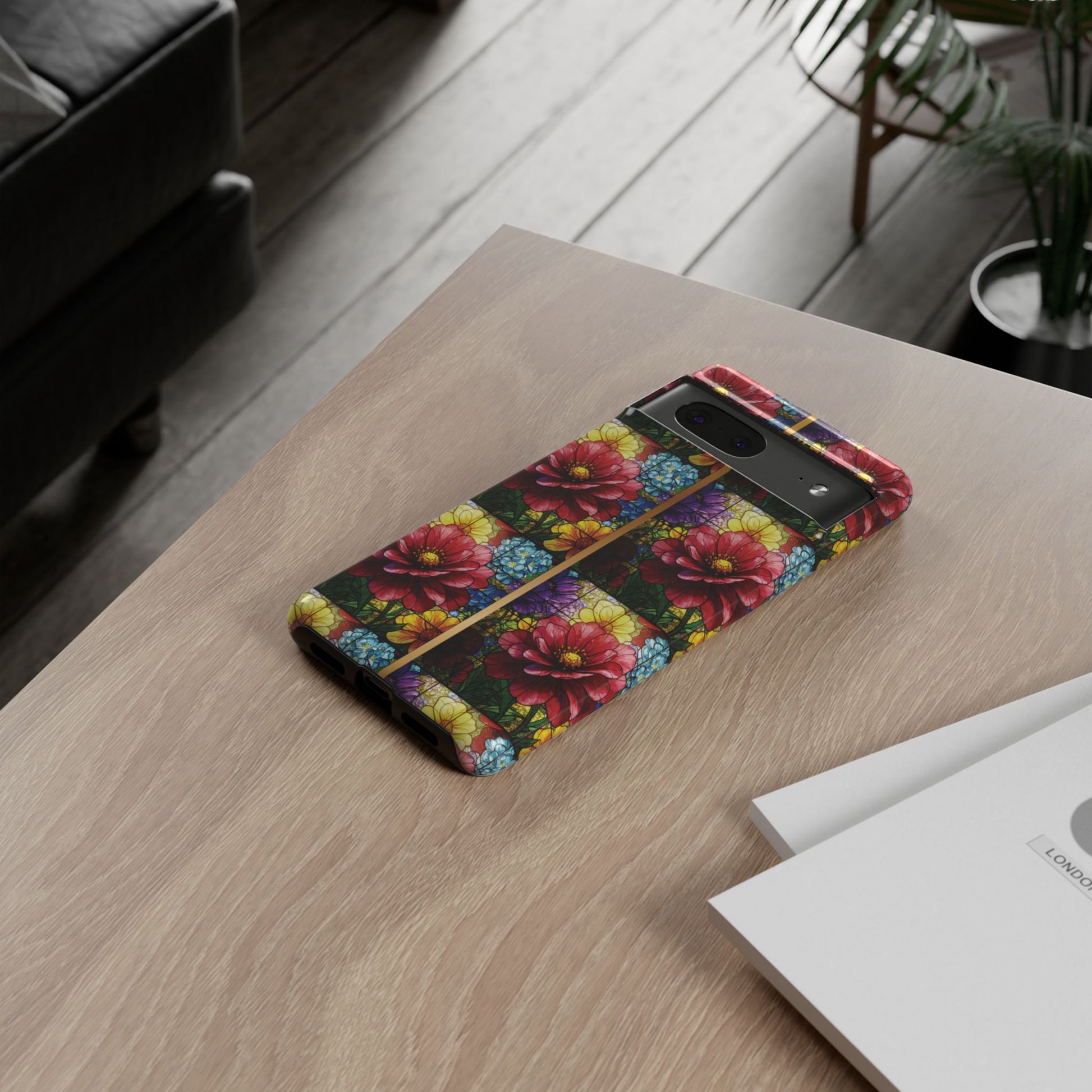 Stained Glass Illusion Floral Phone Case  3D Colorful Flower Design, Protective Christian Gift, Fits iPhone, Samsung, Google Pixel