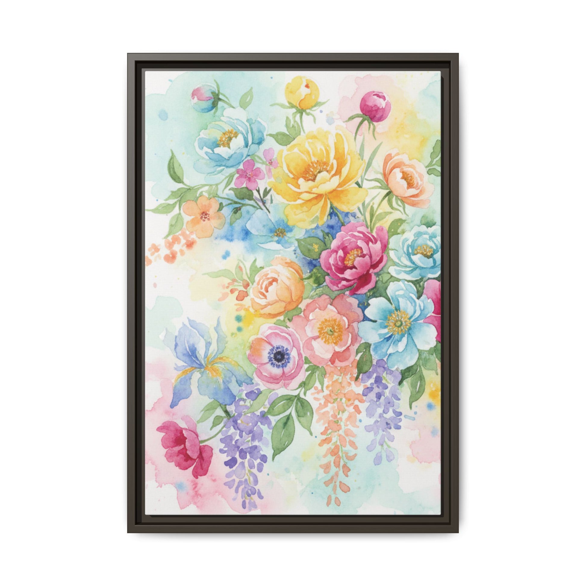 Watercolor Floral Bouquet Canvas, Framed Matte Wall Art | Multi-Color Wall Art