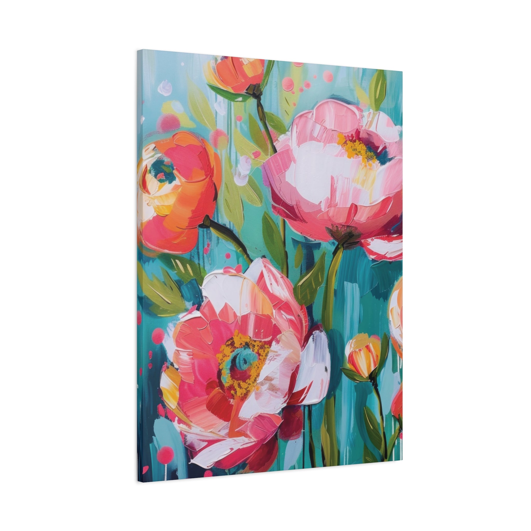 Unique Boho Floral Wall Art Matte Canvas Stretched, Vibrant Botanical Design, Perfect for Living Room, Bedroom, or Office Decor, Adds a Stylish Touch to Any Space - MRSBYVALLE