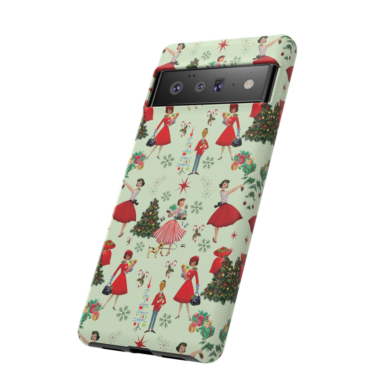 1950s Vintage Phone Case - Retro Christmas Design | Unique Holiday Protection for Your Device | Stylish & Durable Cover Gift for Her Phone 15, Samsung iPhone Samsung Accessory Gift for Her