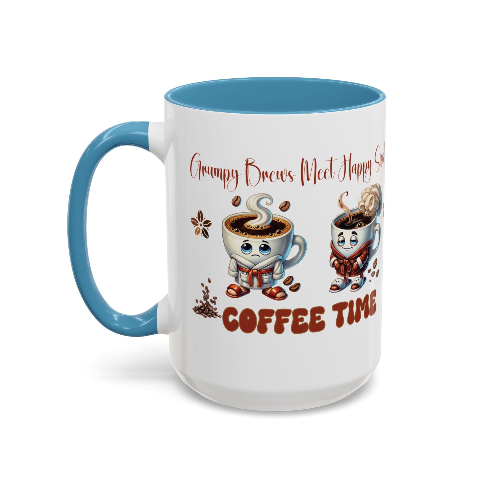 Grumpy Brews Meet Happy Sips Ceramic Mug - Funny Coffee Cup, Cute Tea Mug, Sarcastic Drinkware, Unique Gift, Kitchen Decor Accent Coffee Mug (11, 15oz) - MRSBYVALLE