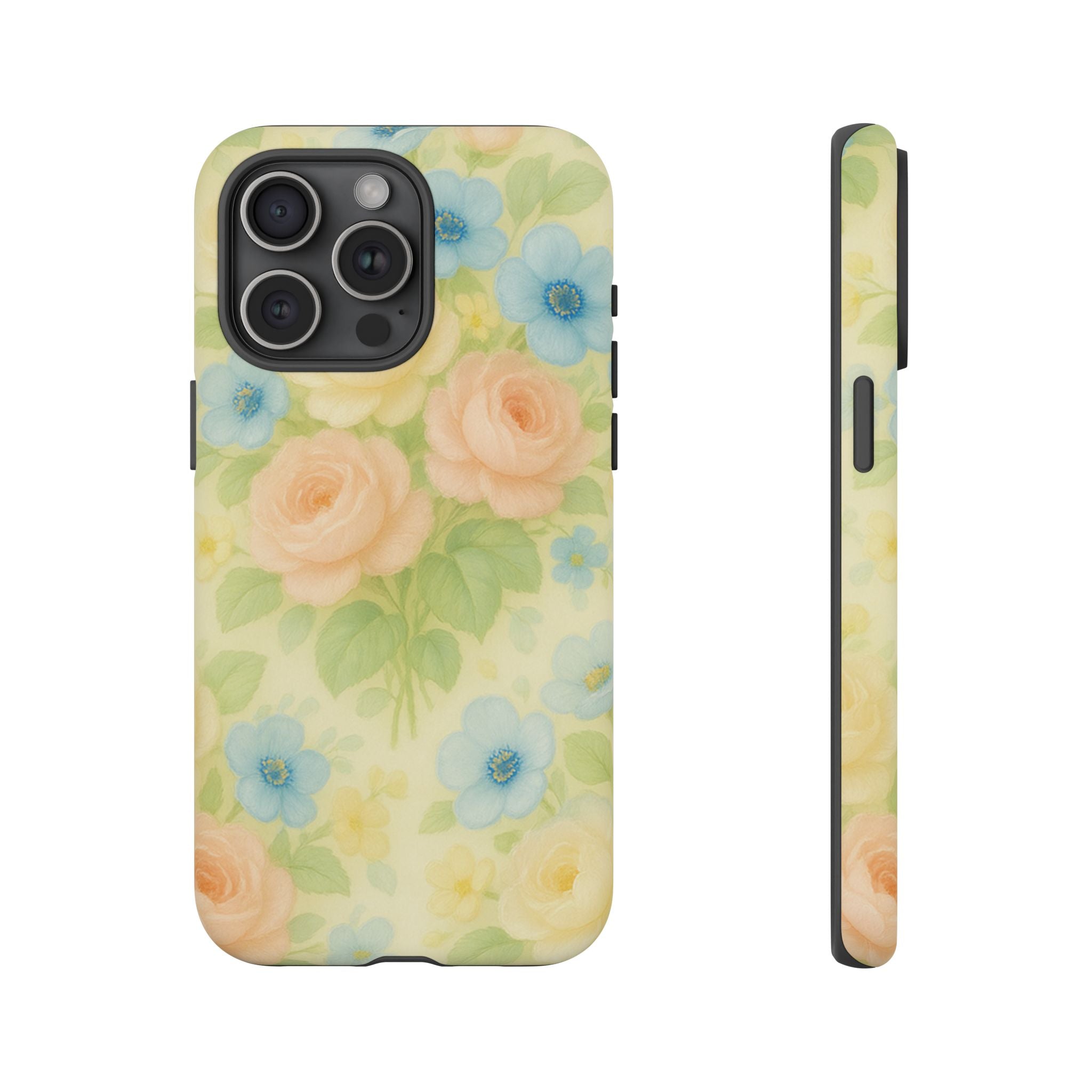 Pastel Yellow Vintage Floral Phone Case  Romantic Cottagecore Aesthetic, Soft Botanical Design, Protective Gift for Her, Fits iPhone & Samsung Models