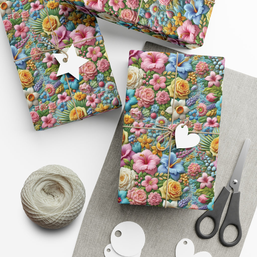 Gift Wrap Pastel Floral Wrapping Paper Elegant Flower Design, Premium Quality Gift Wrap for All Occasions, Beautiful Versatile for Birthdays, Weddings, and More Decor - MRSBYVALLE