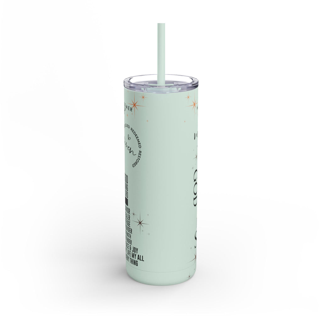 Inspirational Christian Skinny Tumbler 20oz Jesus Faith Gift, Bible Verse Travel Mug, Motivational Drinkware, Christian Prefect Gift