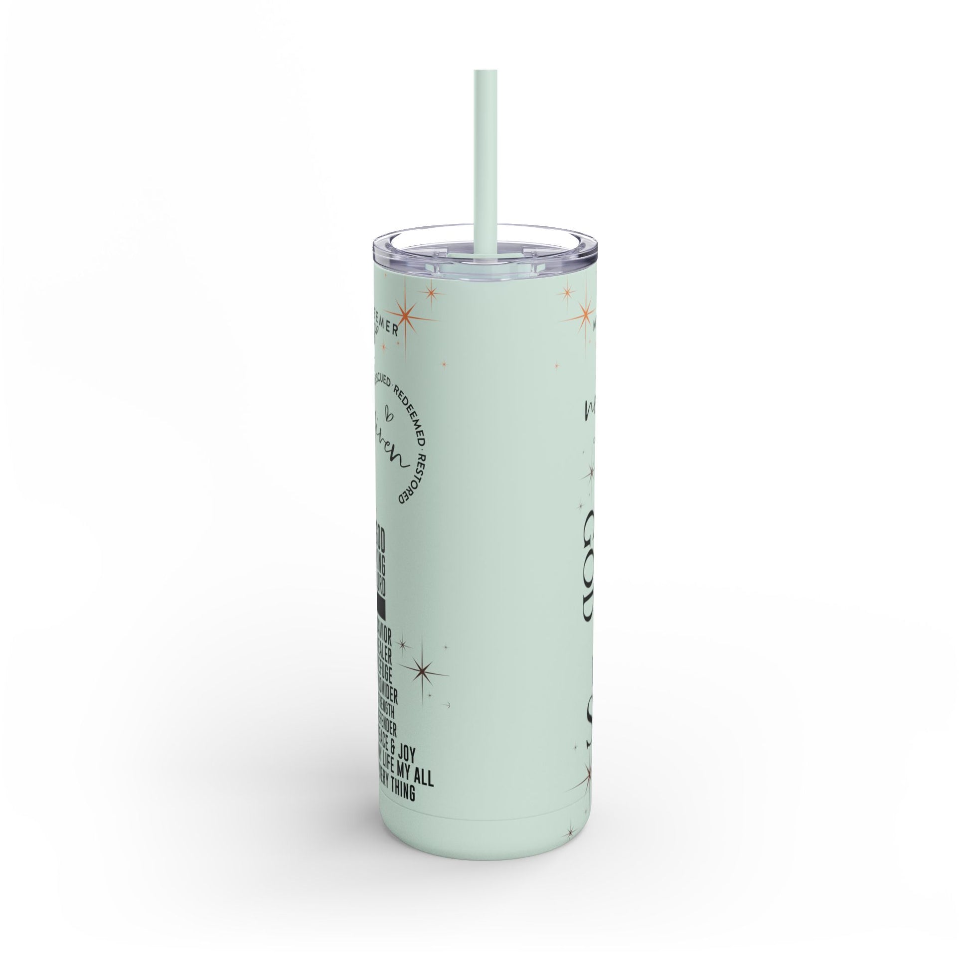 Inspirational Christian Skinny Tumbler 20oz Jesus Faith Gift, Bible Verse Travel Mug, Motivational Drinkware, Christian Prefect Gift