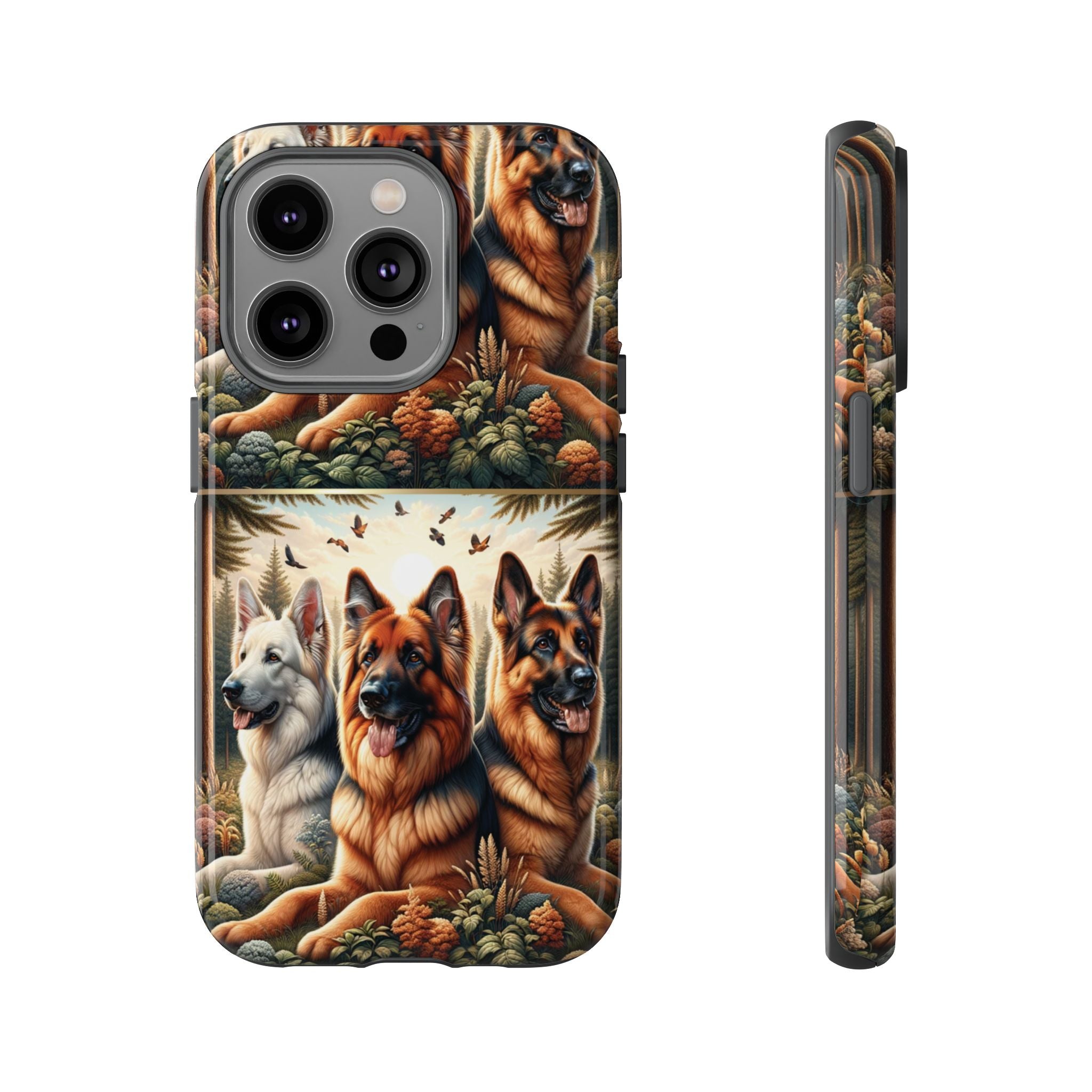 German Shepherd Phone Tough Case Floral Elegant Durable Dog Lover Devices iPhone 15, Samsung iPhone Samsung Accessory Gift for Her