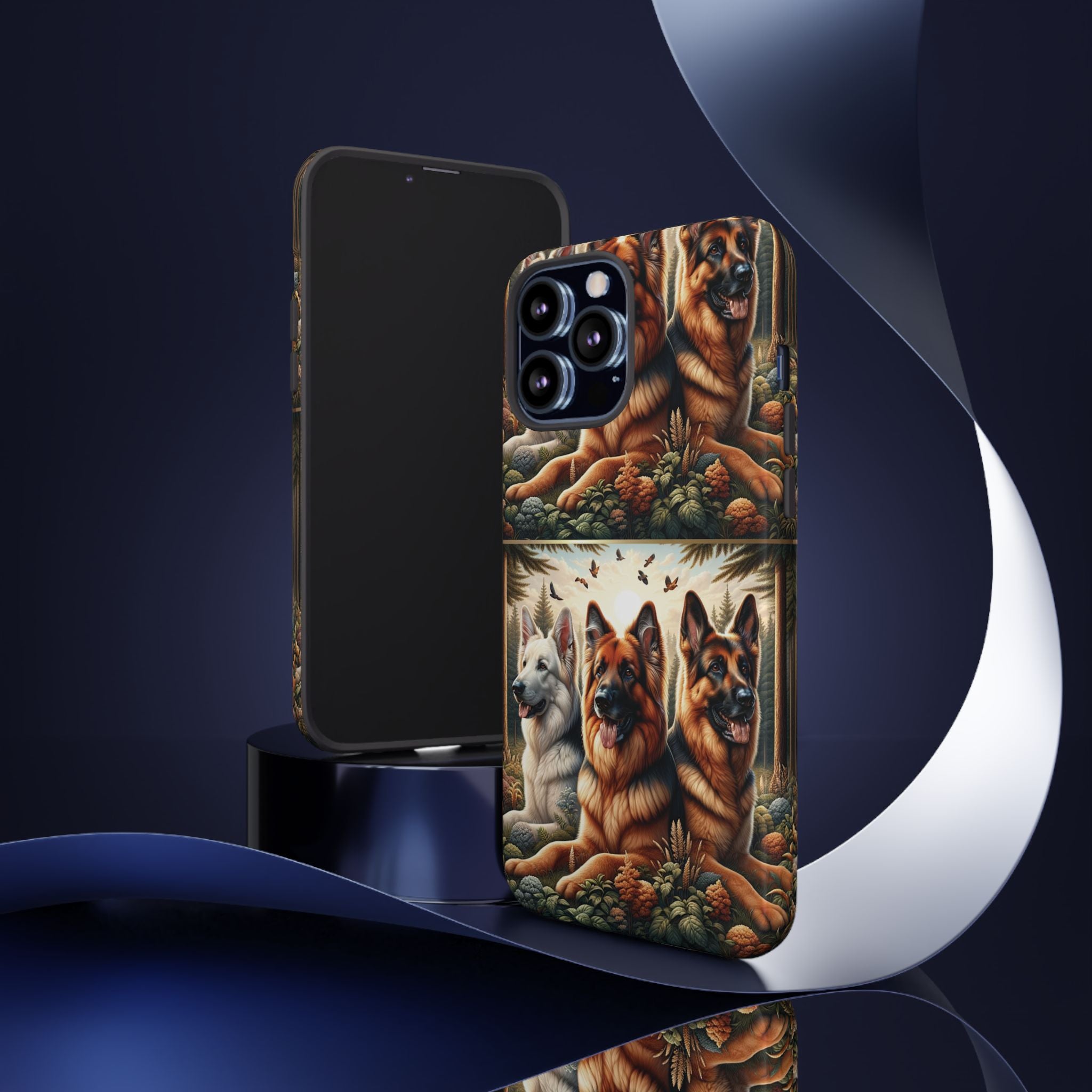 German Shepherd Phone Tough Case Floral Elegant Durable Dog Lover Devices iPhone 15, Samsung iPhone Samsung Accessory Gift for Her