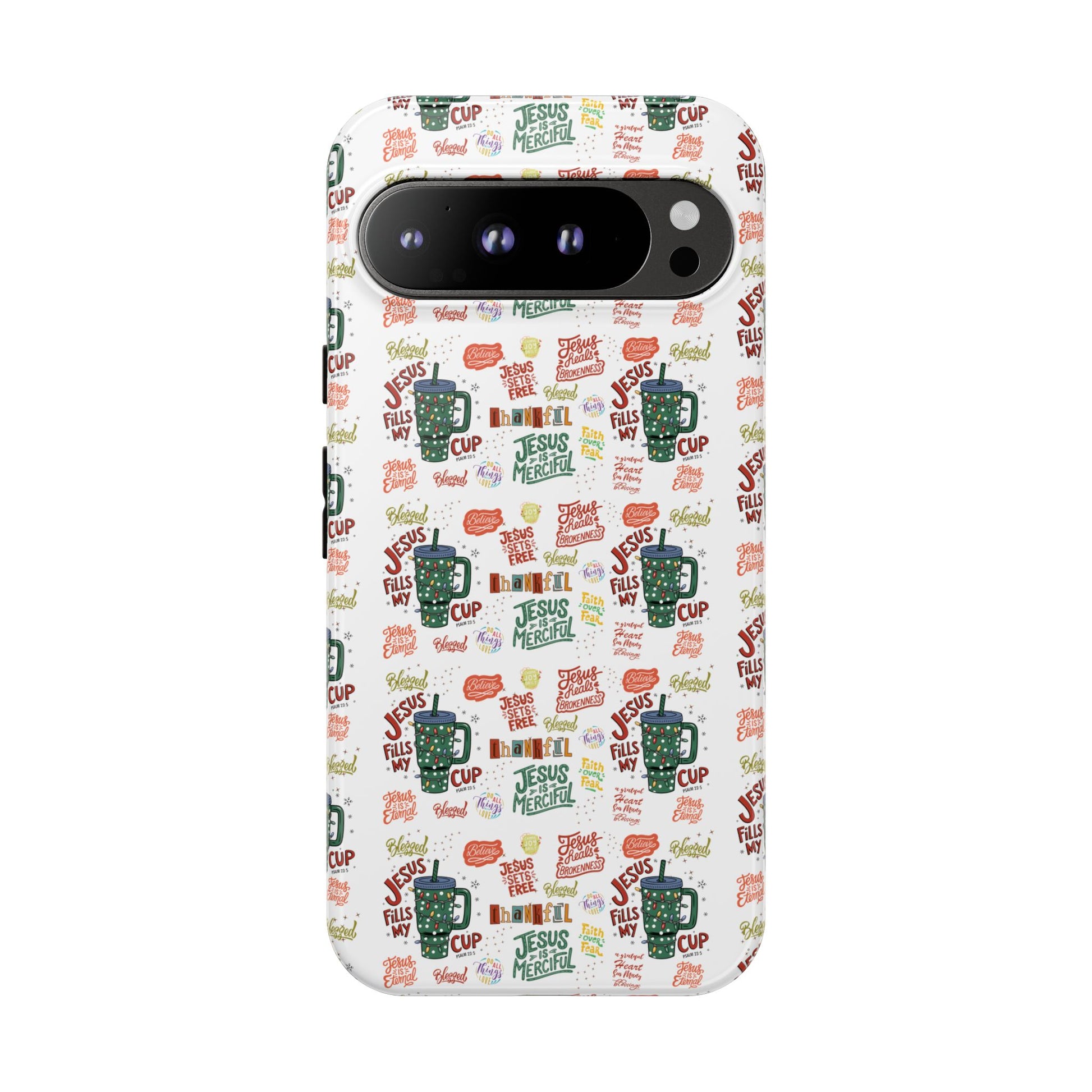 Jesus Fill My Cup Phone Case Cute Floral Design in Red, Pink, Blue – Aesthetic Protective Case for iPhone and  Android