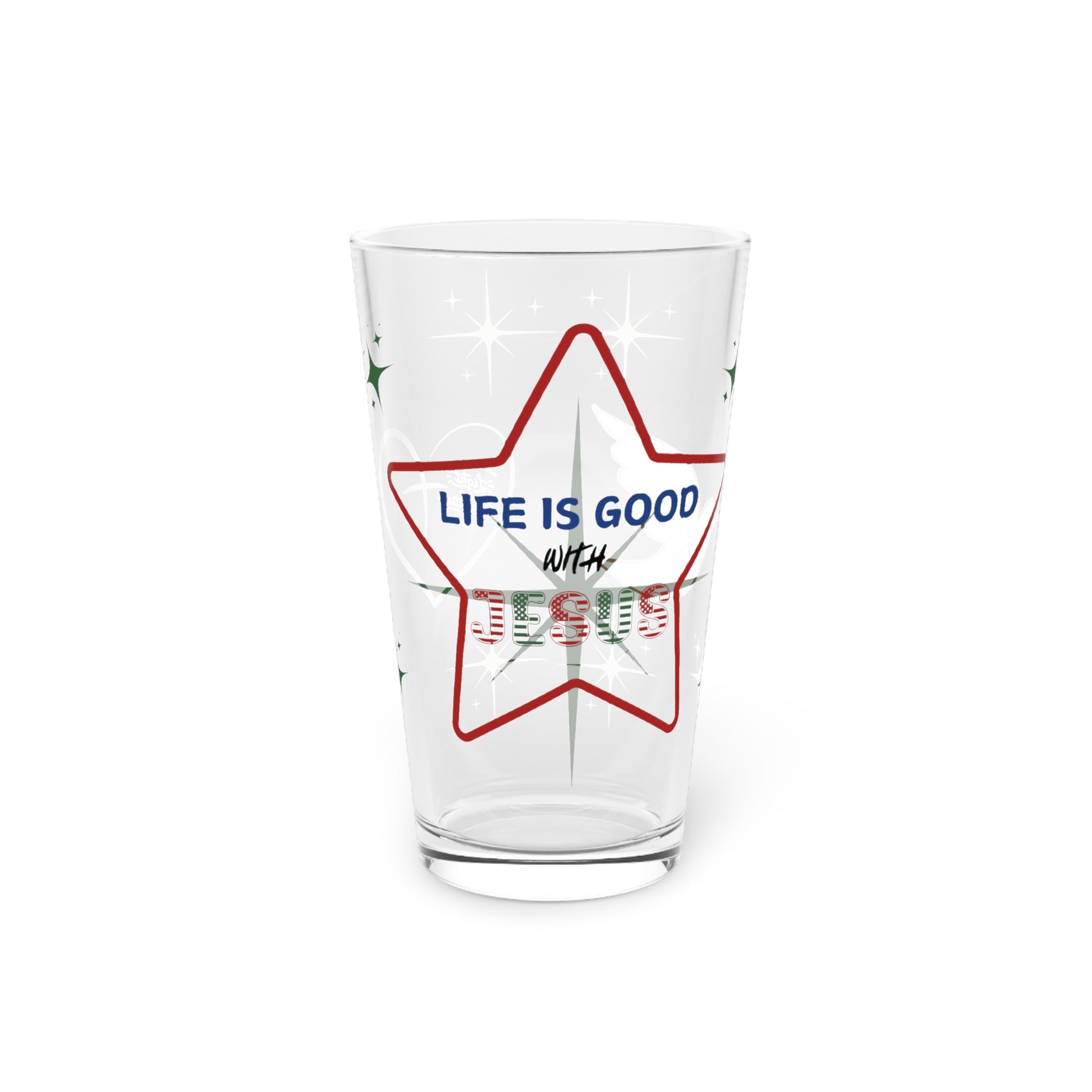 Life Is Good with Jesus 16oz Pint Glass – Christian Glassware for Faith & Inspiration | Perfect for Water, Juice & More – Unique Religious Gift Idea