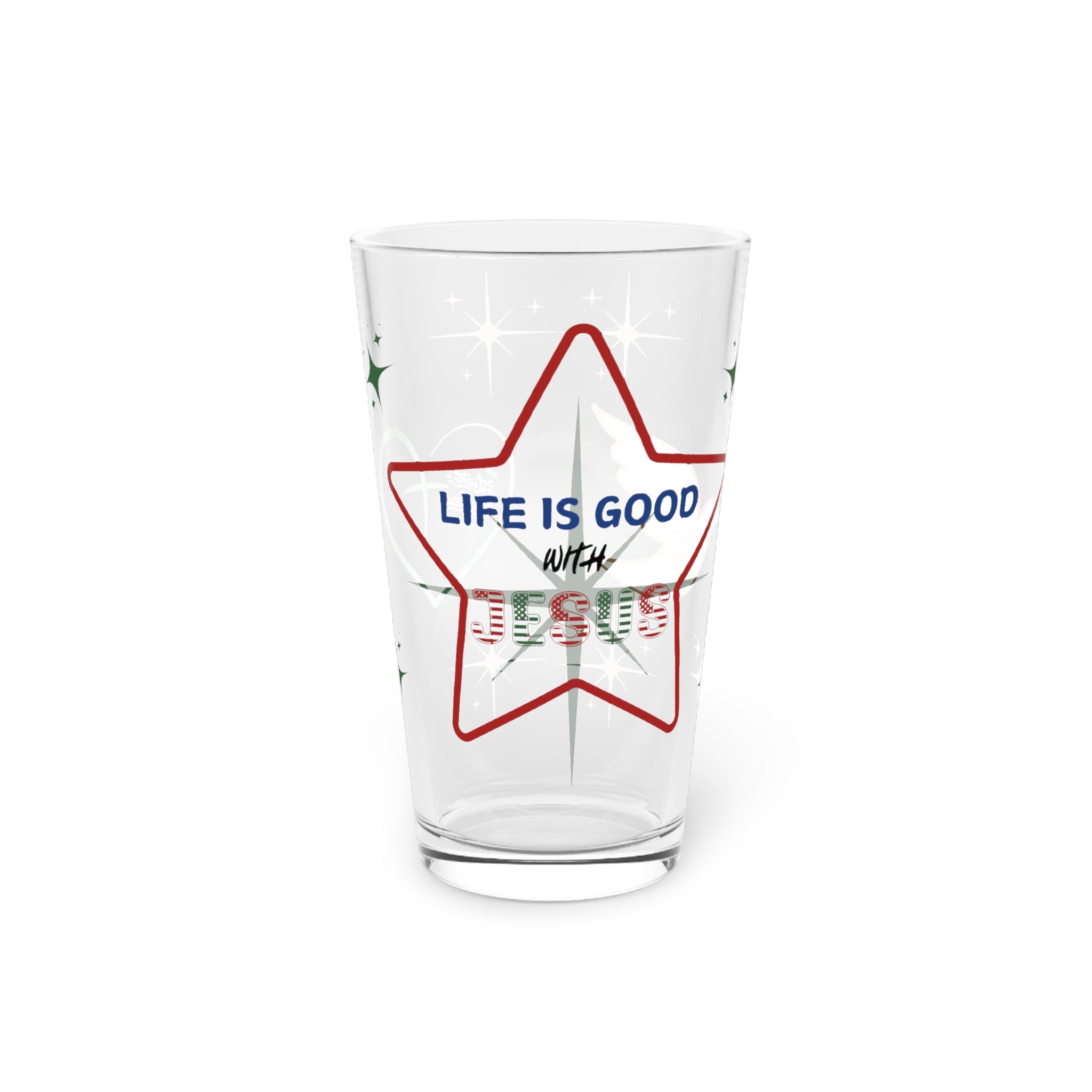 Life Is Good with Jesus 16oz Pint Glass – Christian Glassware for Faith & Inspiration | Perfect for Water, Juice & More – Unique Religious Gift Idea