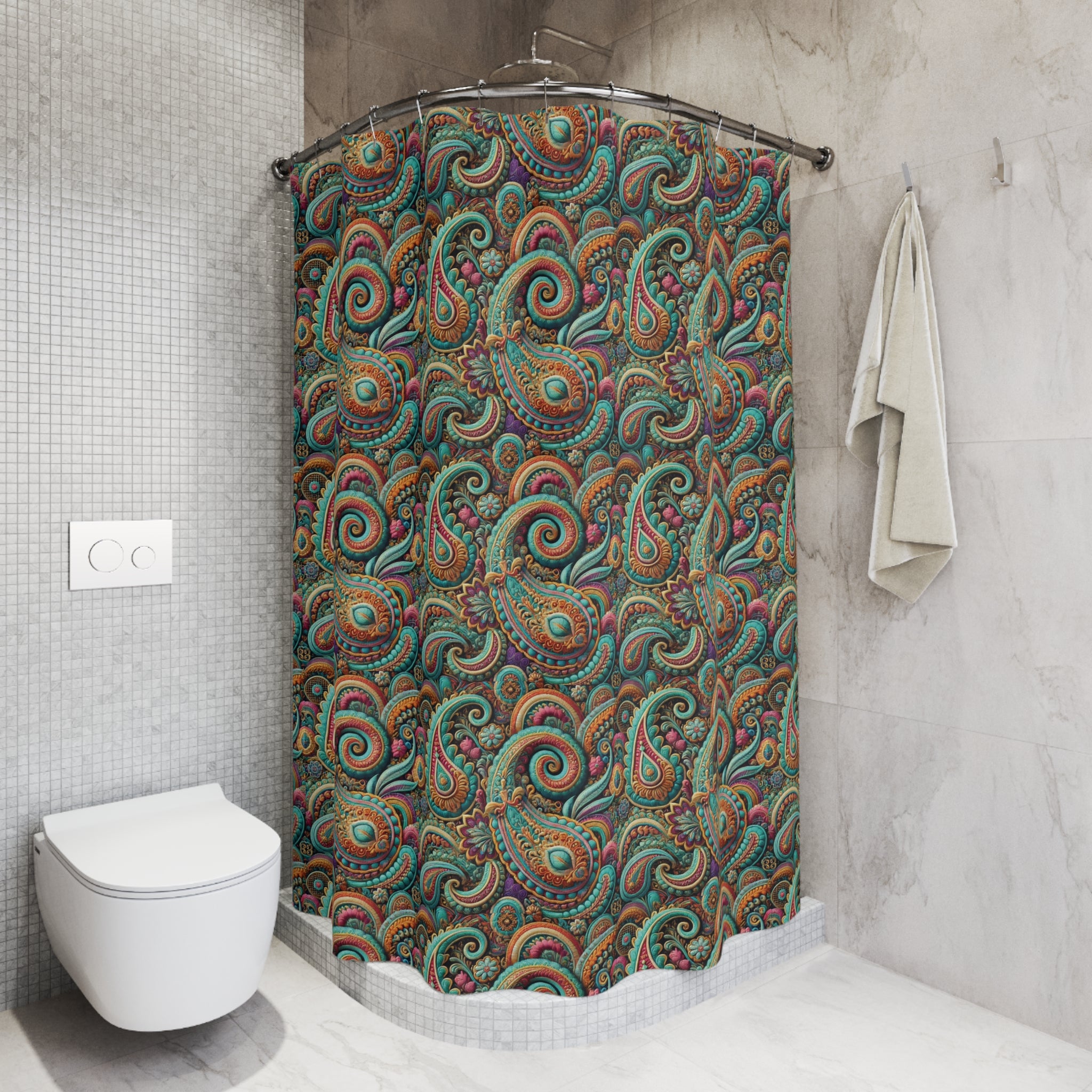 Paisley Shower Curtains Refresh your bathroom with our bright paisley shower curtains—bursting with color and style. Transform your space and shop now for a vibrant upgrade!