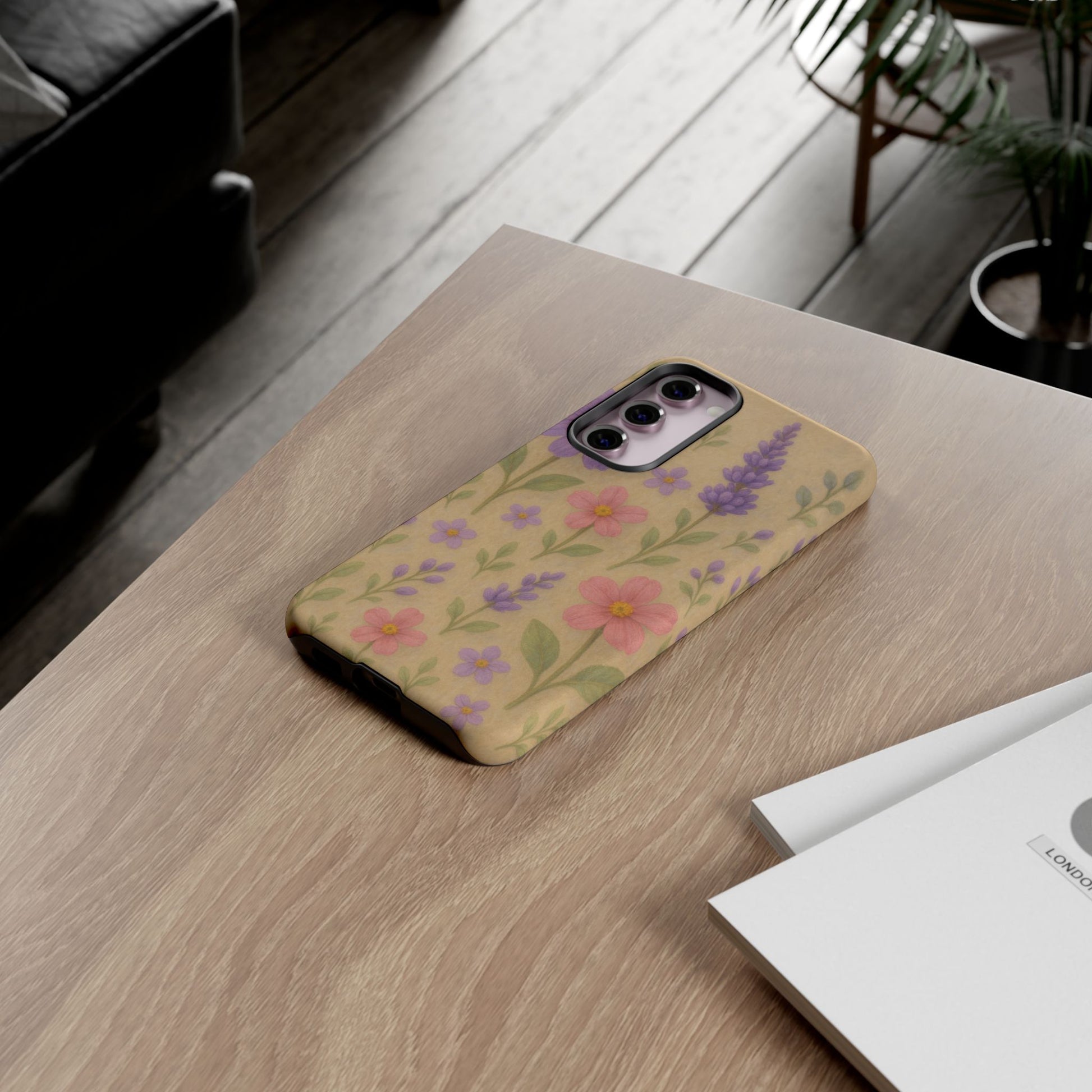3D Illusion Wildflower Phone Case Cute Pastel Floral Design in Lavender, Pink, Mint Green – Aesthetic Protective Case for iPhone and  Android
