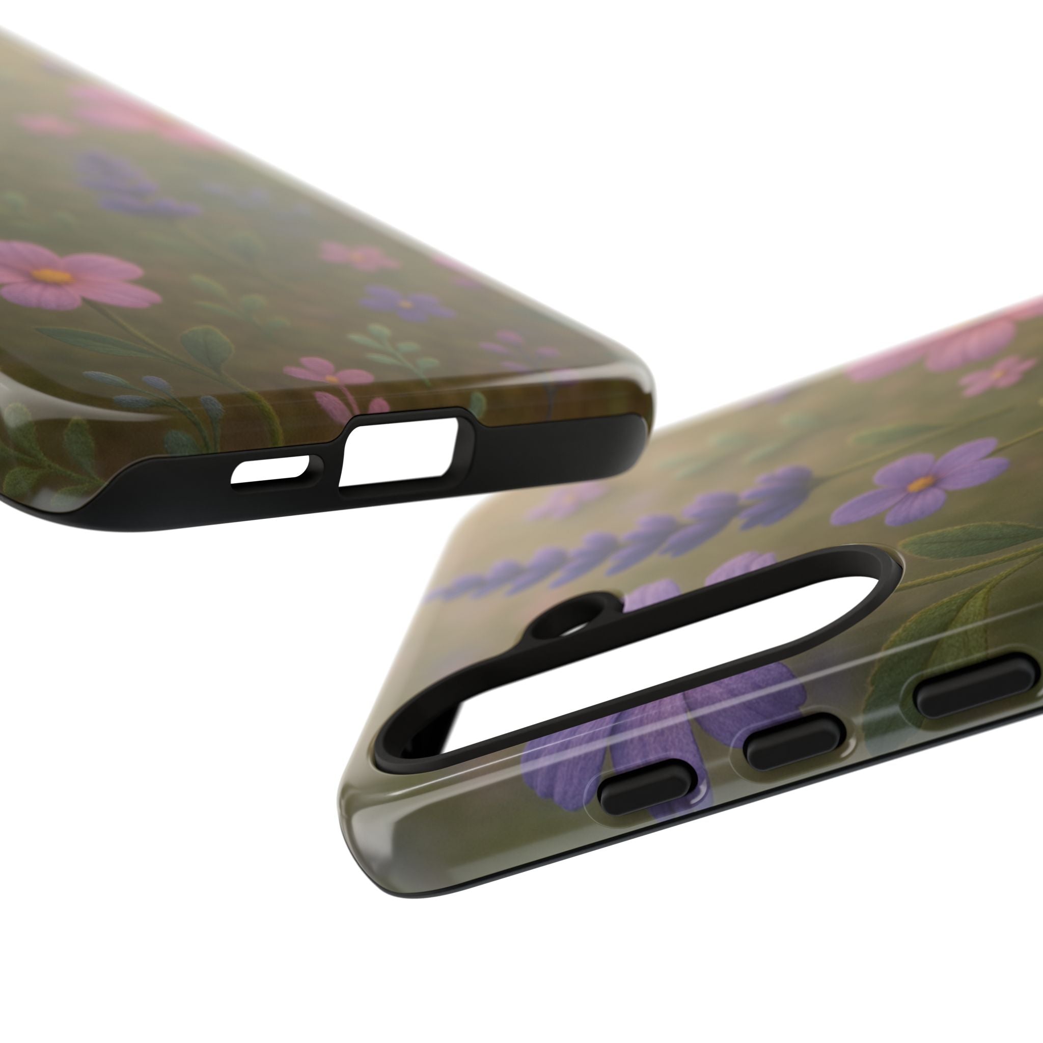 Pastel Flowers 3D Illusion Wildflower Phone Case Cute Pastel Floral Design in Lavender, Pink, Mint Green Aesthetic Protective Case for iPhone and  Android