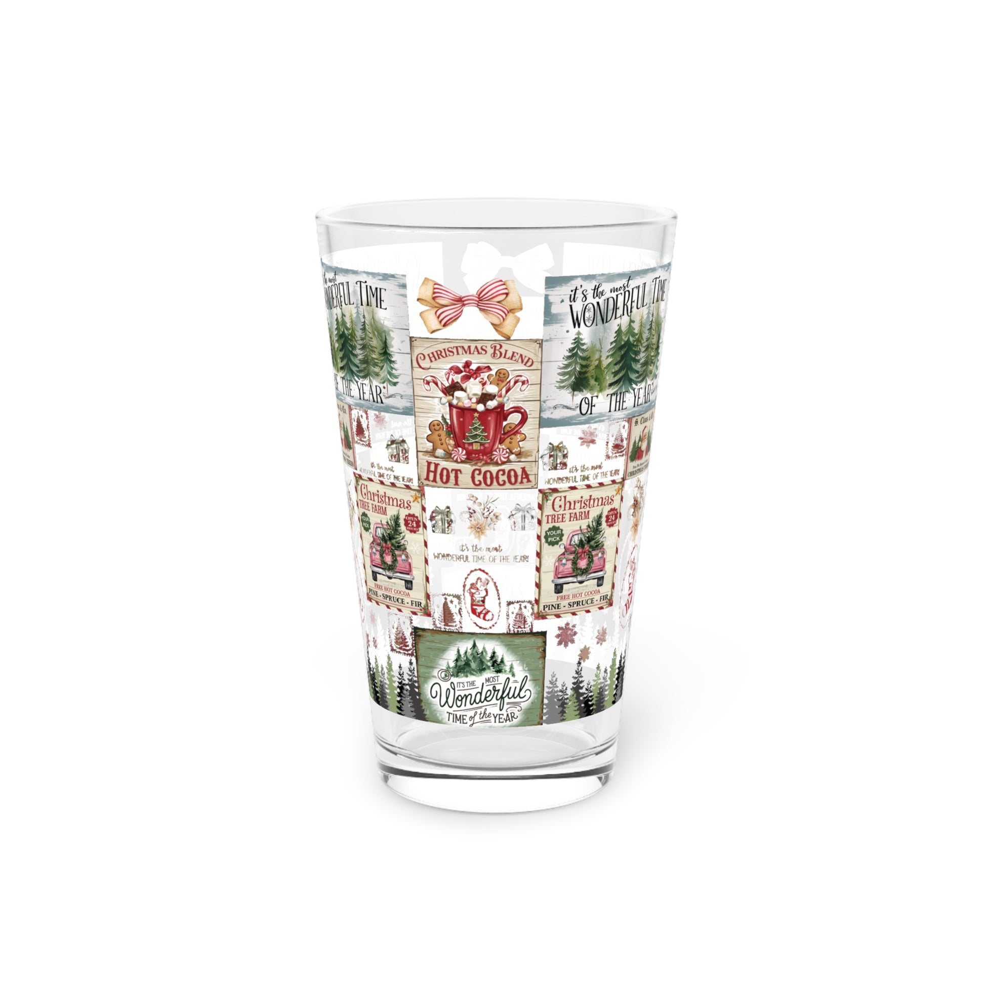 Vintage Christmas Stamps 16oz Pint Glass – Festive Holiday Drinkware, Perfect for Eggnog and More! Unique Gift for Christmas Celebrations Home Decor  Perfect for Parties - MRSBYVALLE