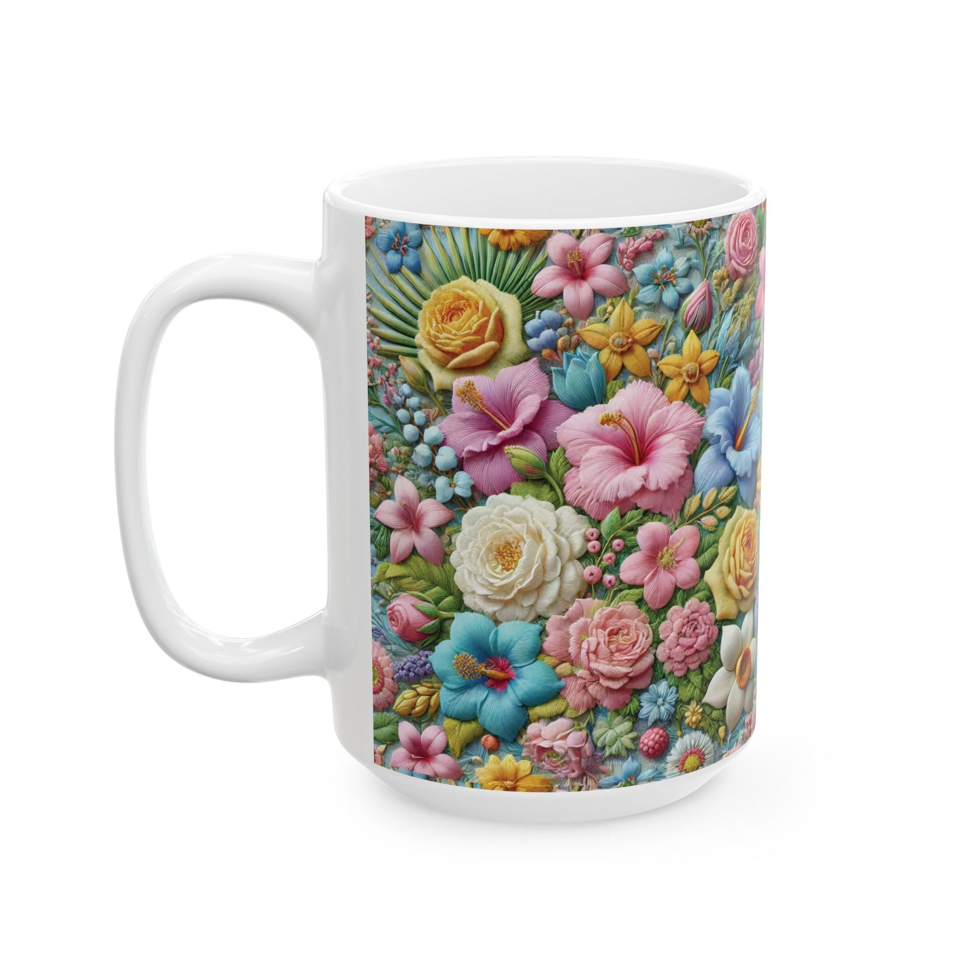 Pastel Floral Ceramic Mug – Elevate Your Sip with Spiritual Style, Available in 11oz & 15oz, Ideal for Coffee, Tea, or Hot Chocolate Moments That Inspire Gift for Mom - MRSBYVALLE