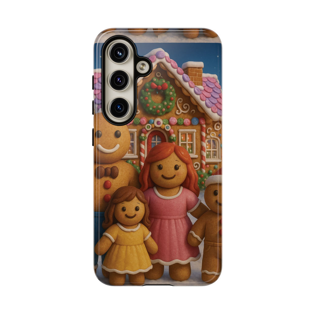 Coque de téléphone esthétique Famille en Pain d'Épices – Design d'inspiration vintage sur le thème de Noël – Étui stylé pour modèles iPhone et Samsung Galaxy